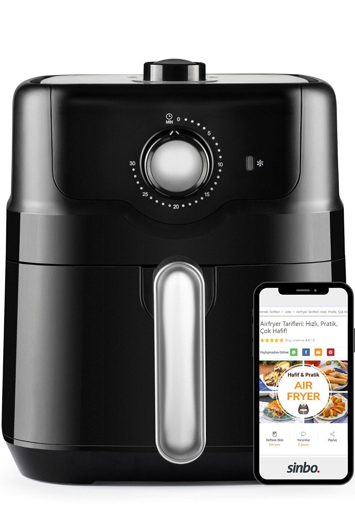 Sco-5055 Yağsız Zaman Ayarlı 4,5l 1500w Airfryer Fritöz