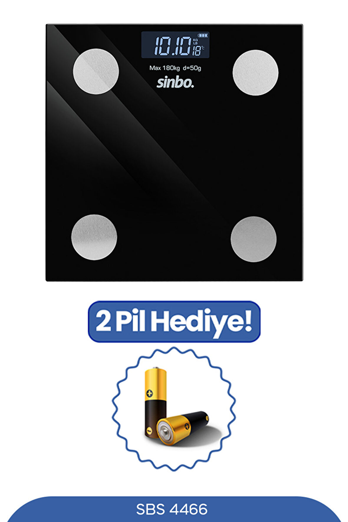 Sinbo SBS 4466 Yağ Ölçer Fonksiyonlu Akıllı Bluetooth Tartı