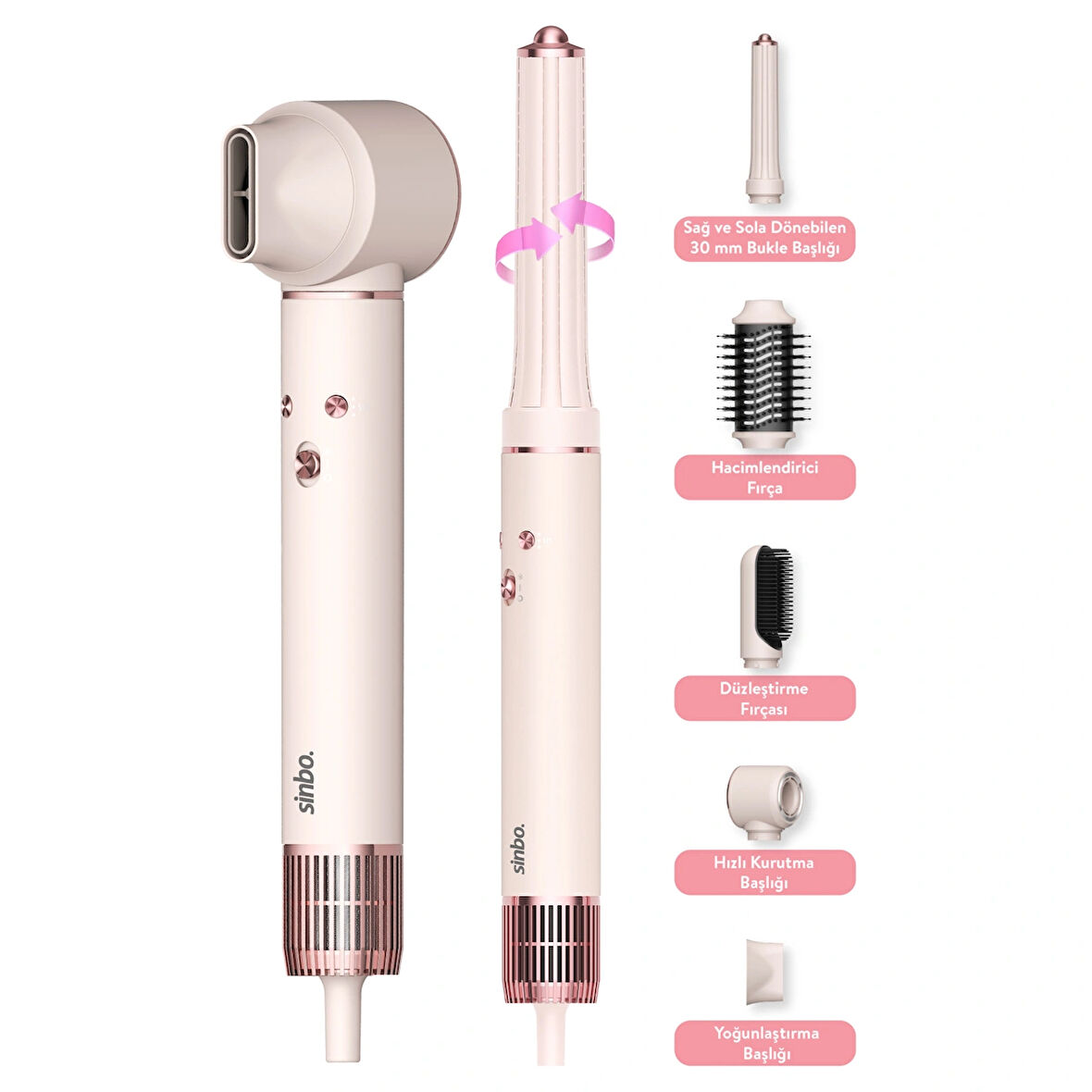 Sinbo Pro Airwrap Compact Uzun Multi-styler Hava Üfleme 5in1 Saç Şekillendirici Bldc Motor Shd-1719