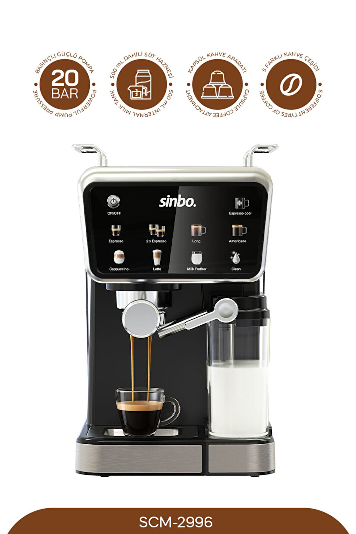 SİNBO SCM-2996 ESPRESSO KAHVE MAKİNASI 