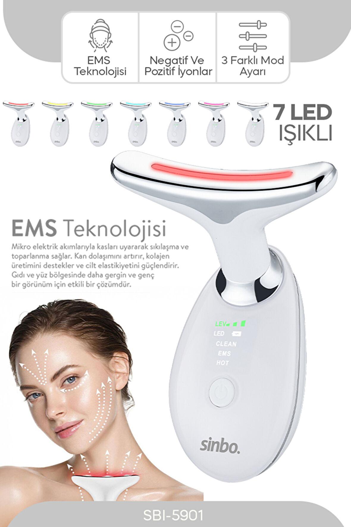 Sinbo Yüz ve Boyun Bölgesi Sıkılaştırıcı SBI-5901B