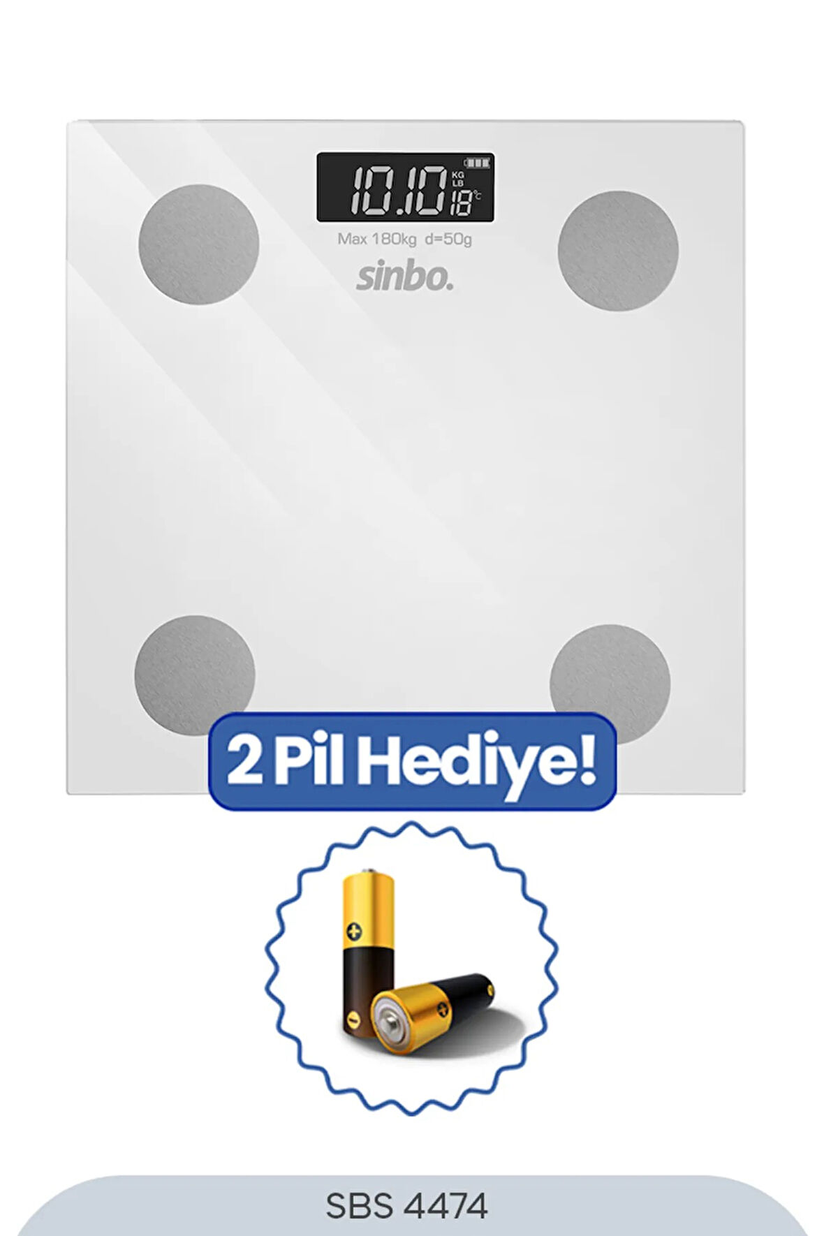 SİNBO SBS-4474 26x26 CM Bluetooth Dijital Yağ Su Kas Vücut Kitle Endeksi Kilo Ölçer Tartı Baskül