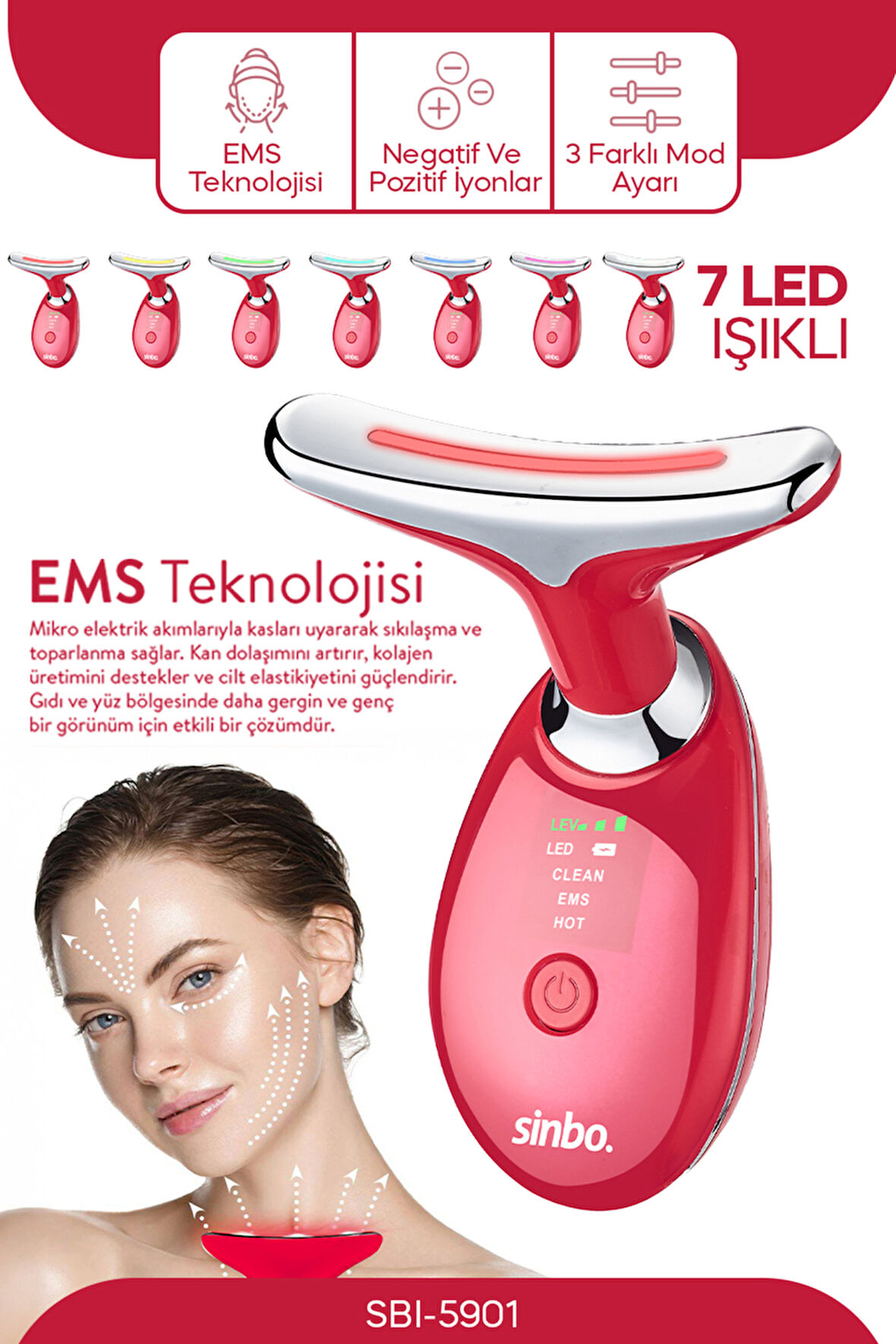 Sinbo Yüz ve Boyun Bölgesi Sıkılaştırıcı SBI-5901