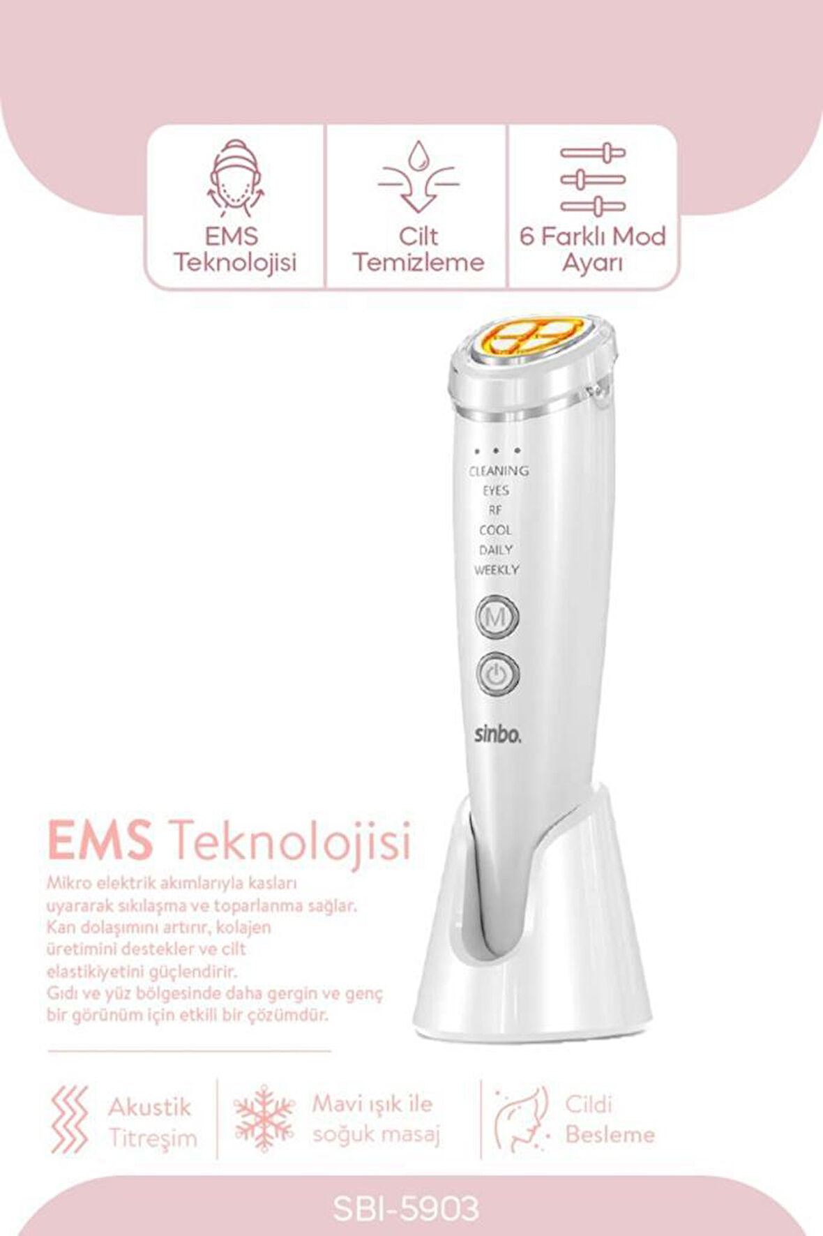 Sinbo Sbı-5903 RF Yüz & Boyun Cilt Sıkılaştırıcı Anti-Aging Cihaz