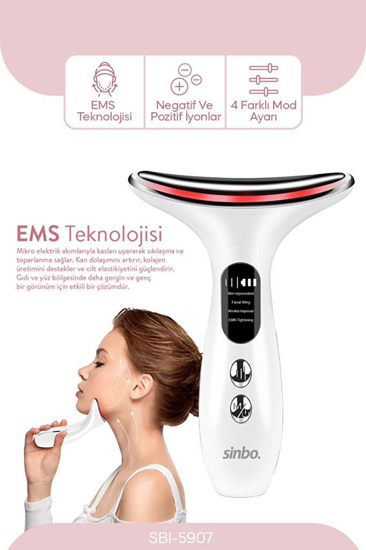 Sinbo Sbı-5907 Yüz ve Boyun Masaj Cihazı Kolajen Destekli Cilt Bakımı