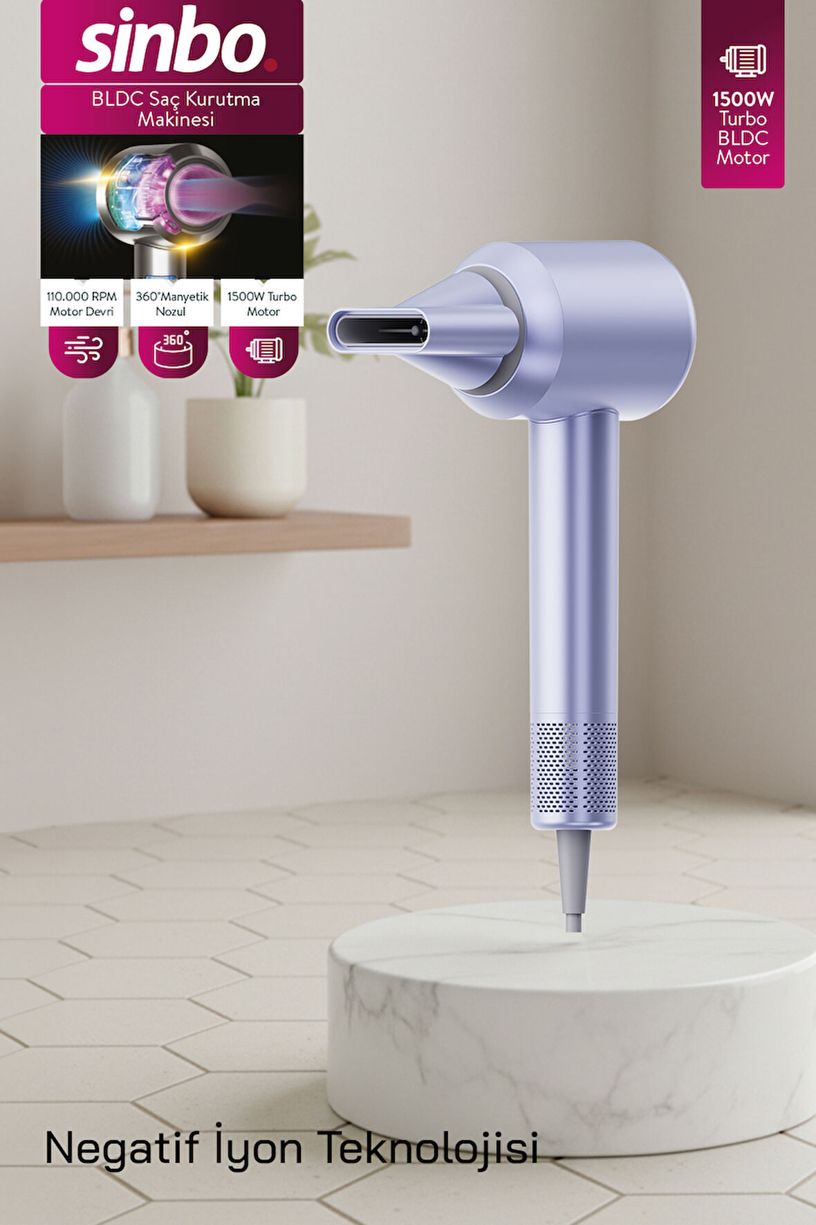SİNBO SHD-1739 BLDC Saç Kurutma Makinesi