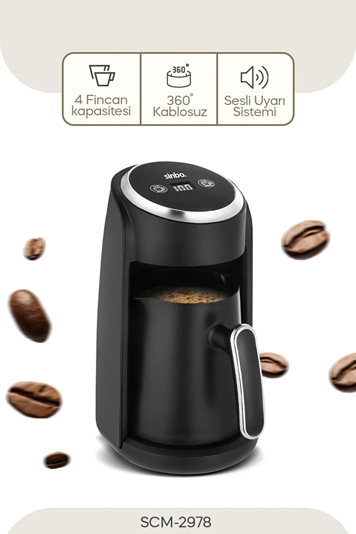 SCM-2978 Türk Kahve Makinesi Krom