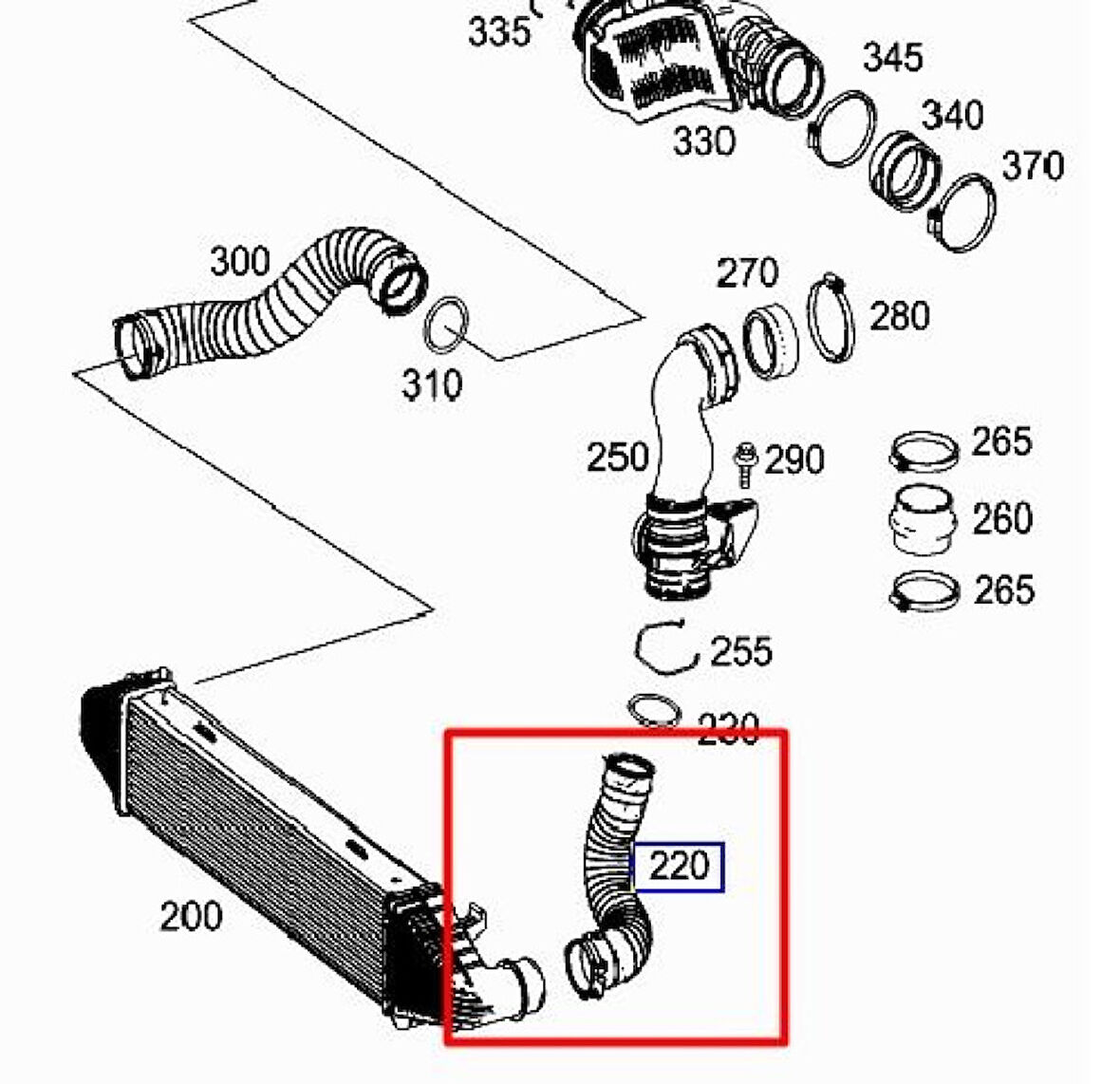 Mercedes Turbosarj Hortumu Sol C-Class W204 07>14 S204 07>14 - Ucpa 10h128119