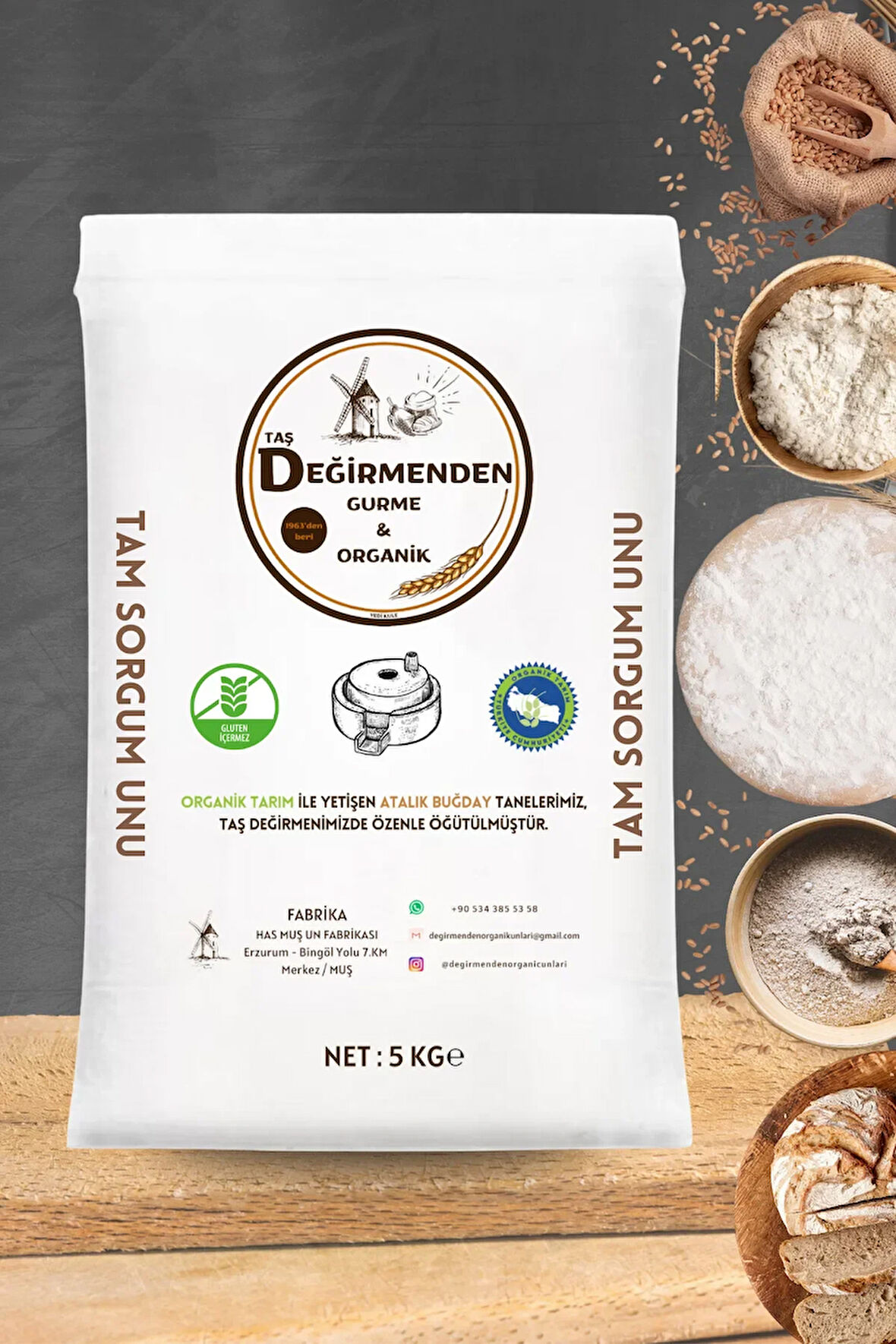 Organik Tam Sorgum Unu (Gluten İçermez) - 5 Kilo