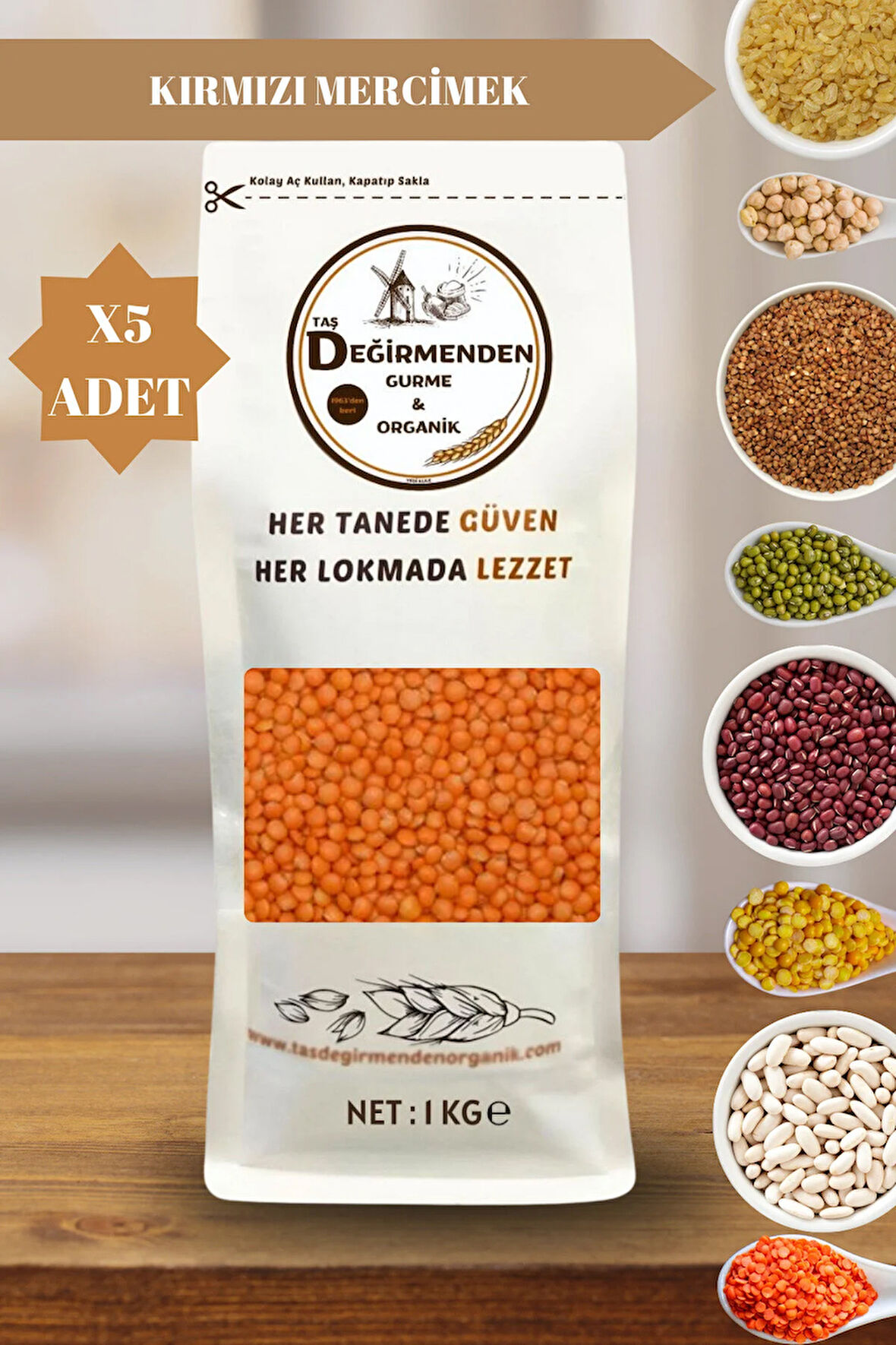 Organik Atalık Kırmızı Mercimek - 5 Kilo
