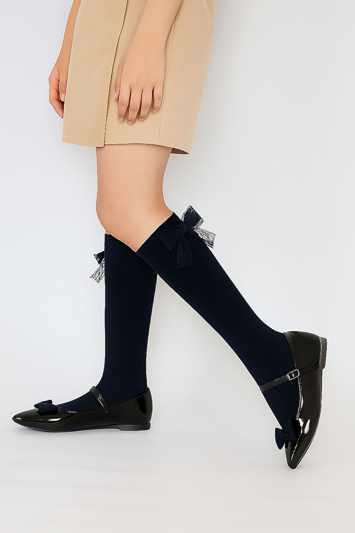 Family Dizaltı Kurdeleli Çocuk Basic Çorap Lacivert