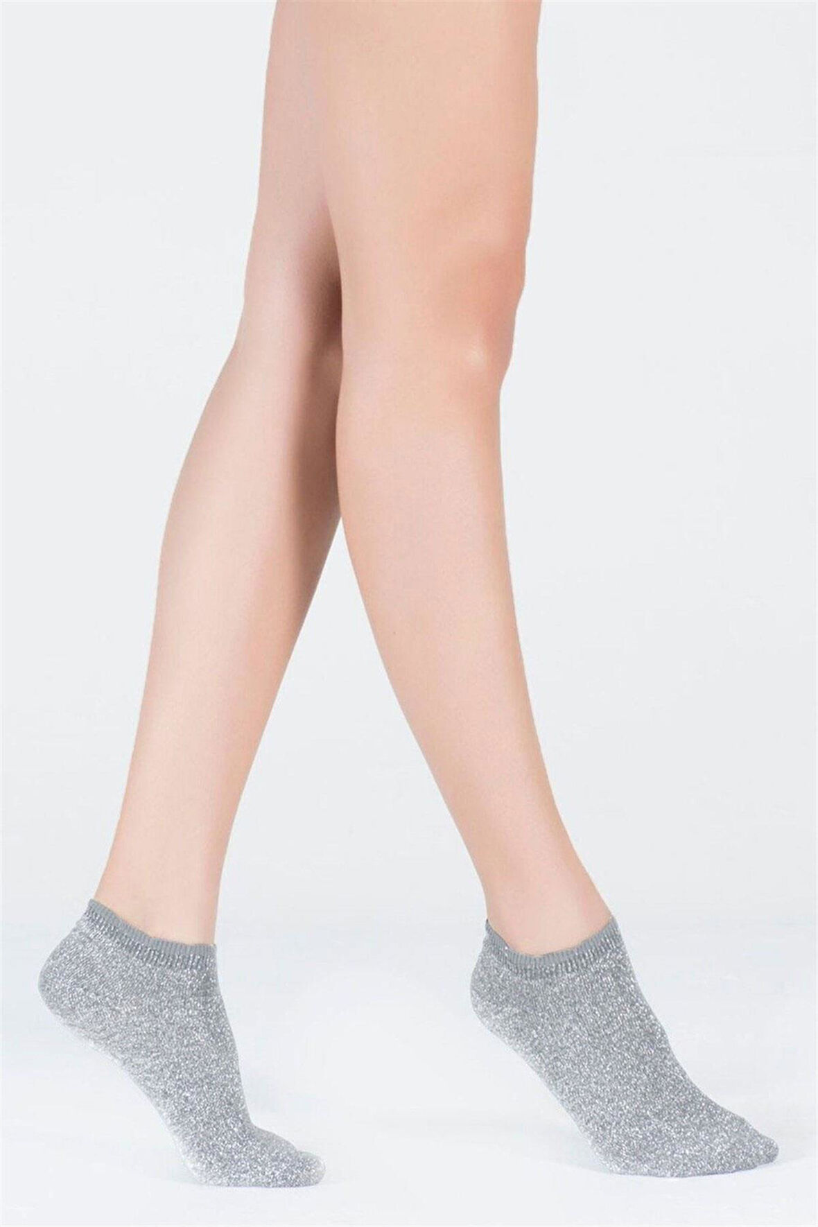 Kadın Shine Patik Çorap Silver