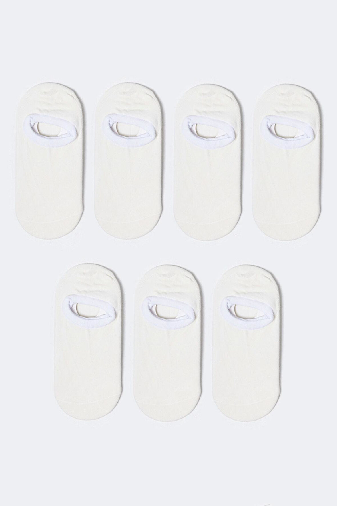 7'li Paket Kadın Sneakers Patik Çorap Beyaz