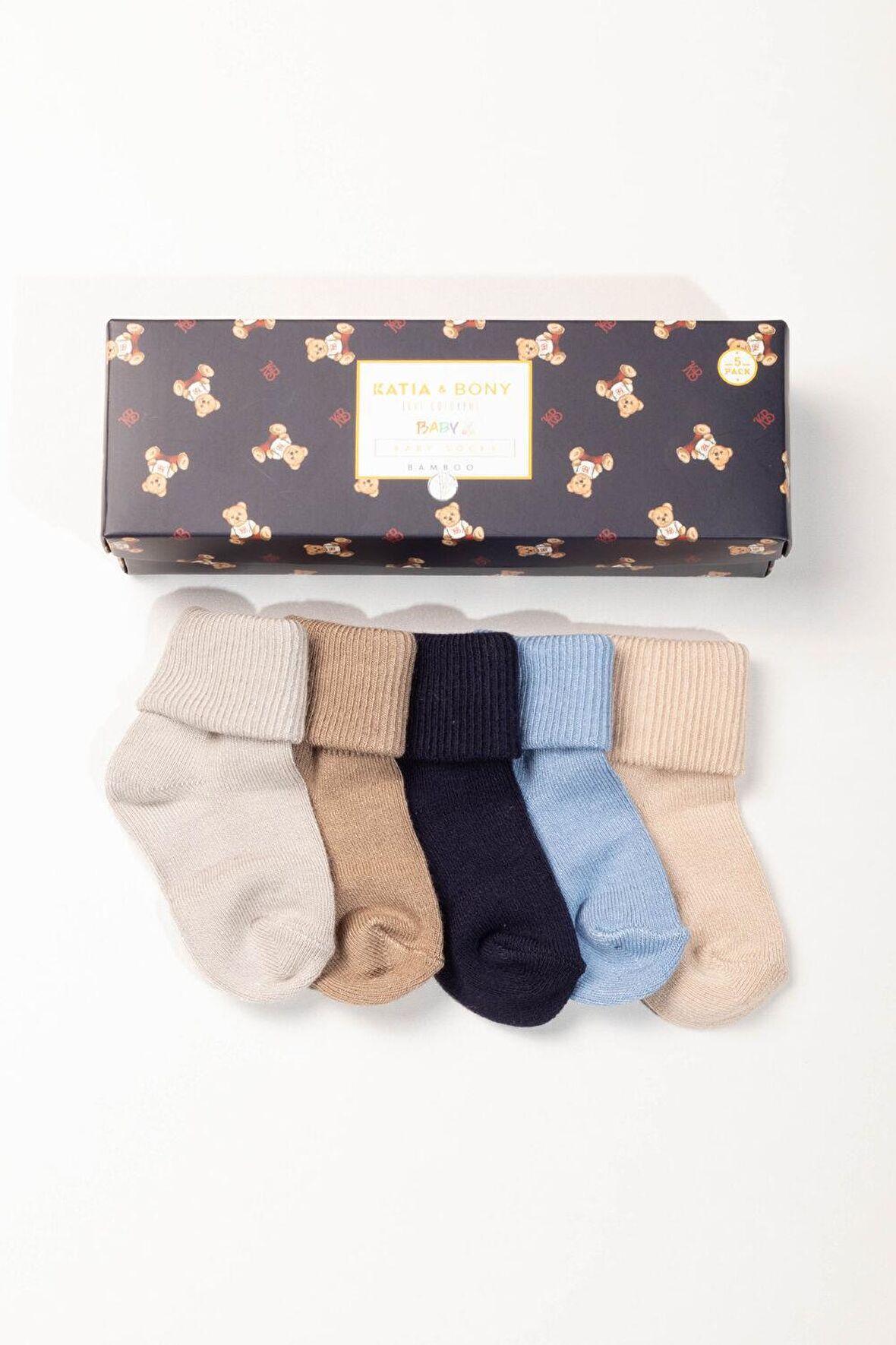 Katia & Bony Renkli Yenidoğan Bamboo Blue Mix 0-3 Ay 5 li Bebek Çorap