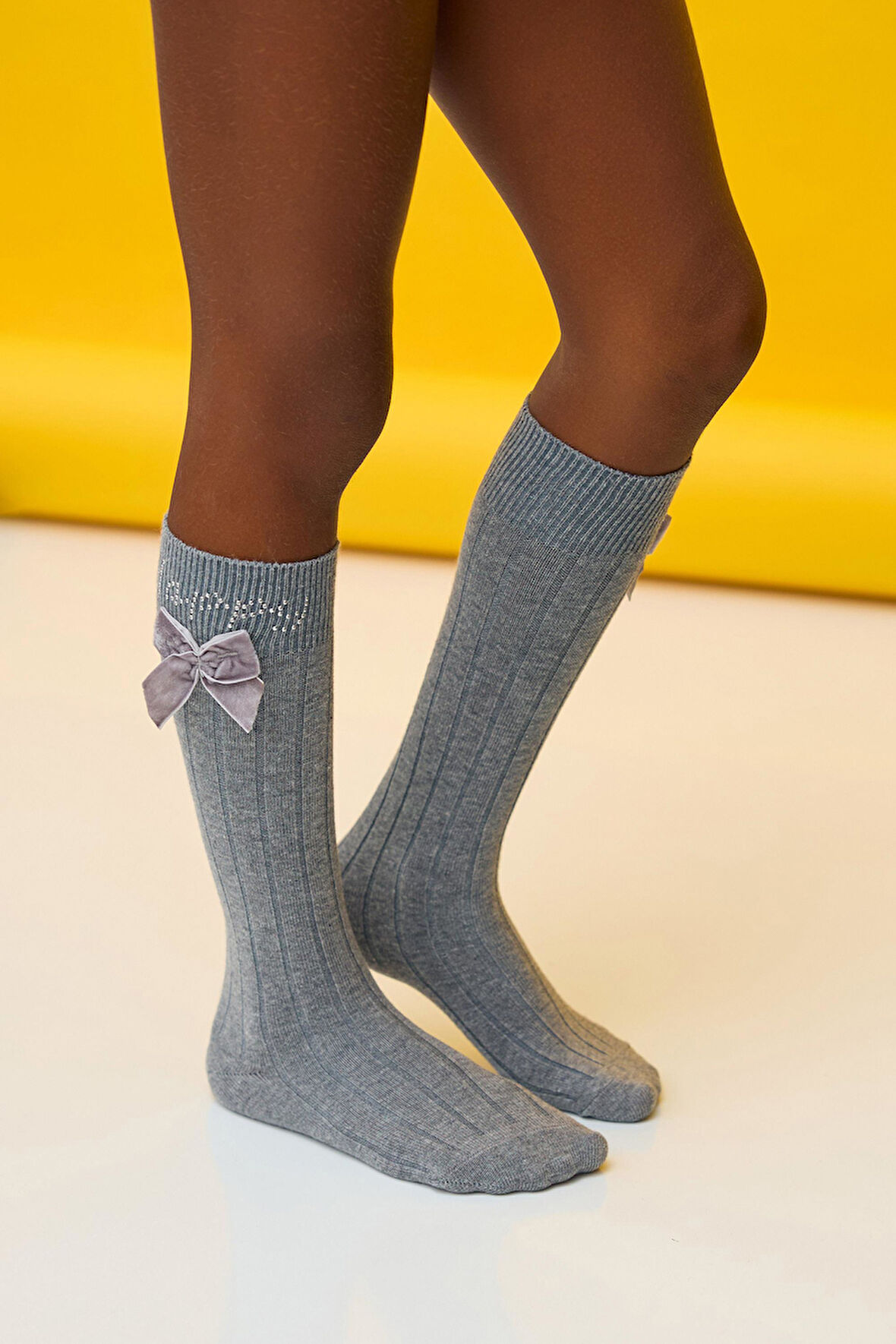 Let's Party Dizaltı Çocuk Çorabı Gri-Melanj