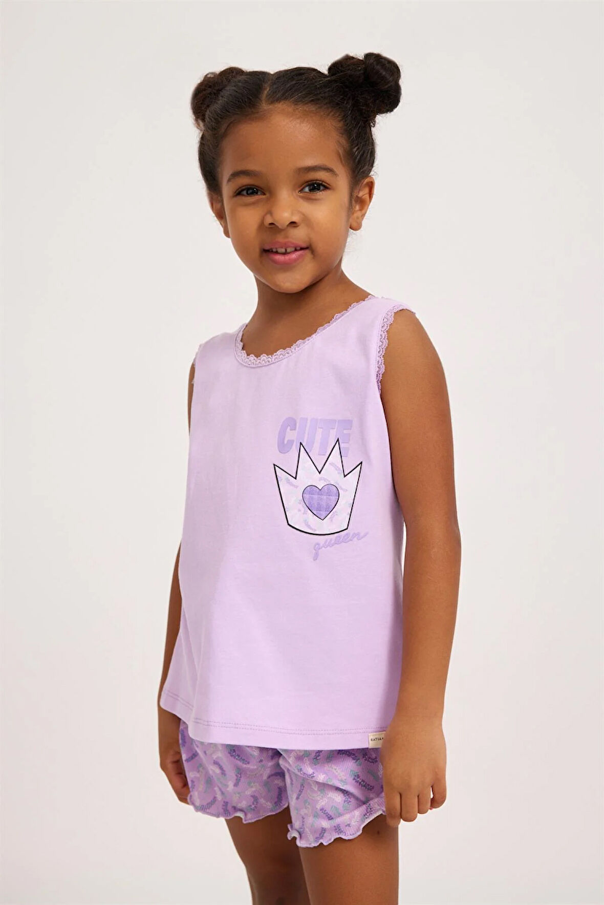 Lavender Kız Çocuk Dantelli Pijama Üst Lila