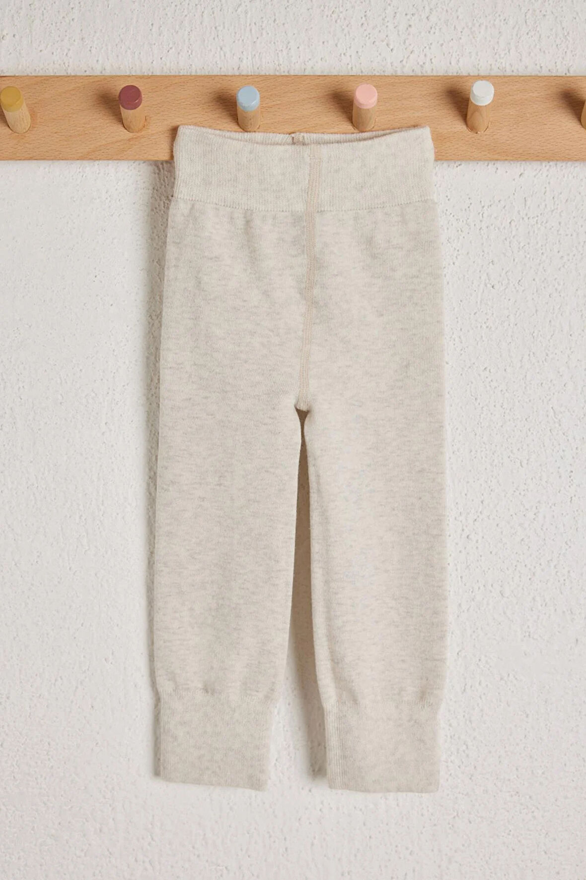 Lastik Detaylı Çocuk Tayt Ekru