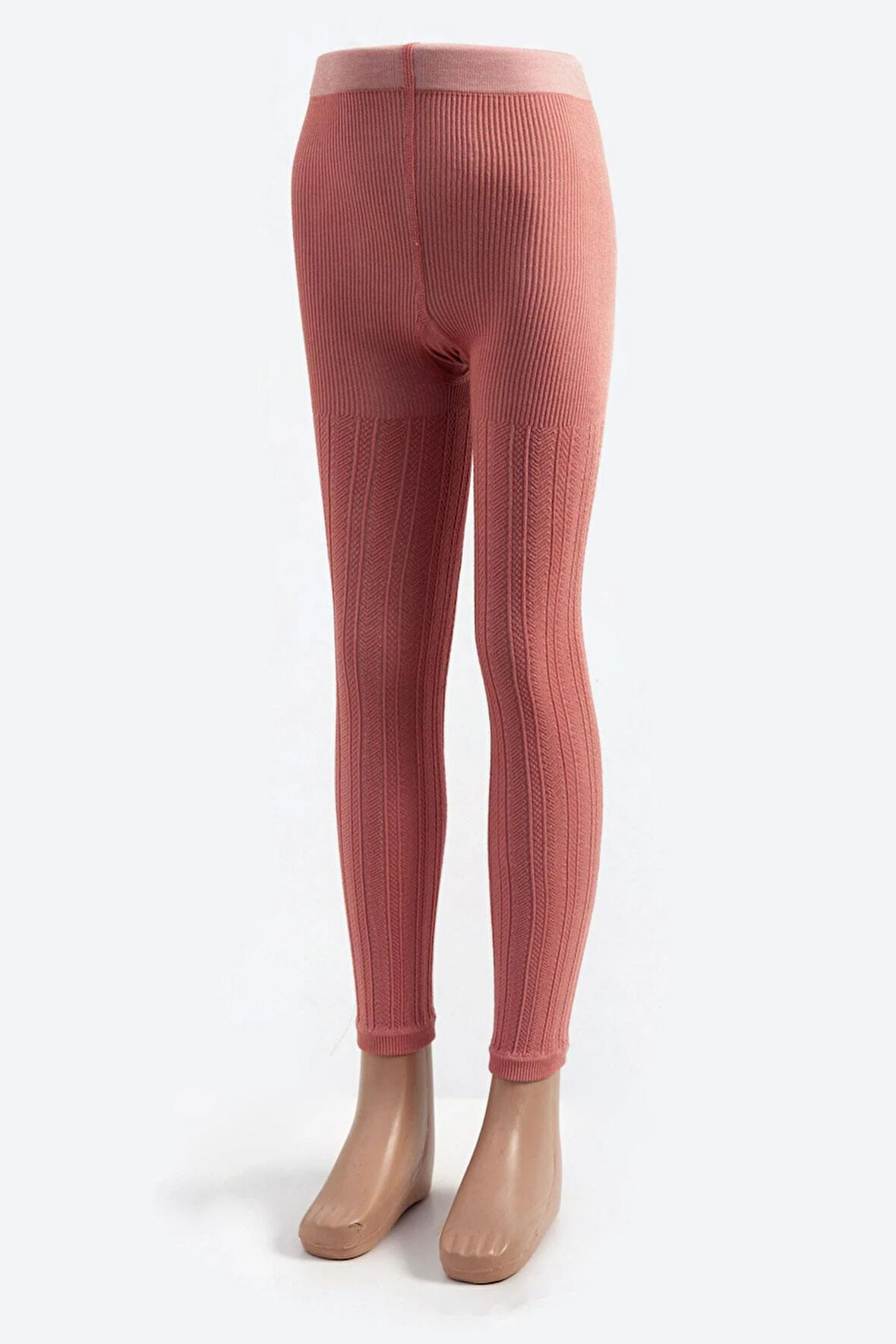 Desenli Viskon Çocuk Tayt Pembe