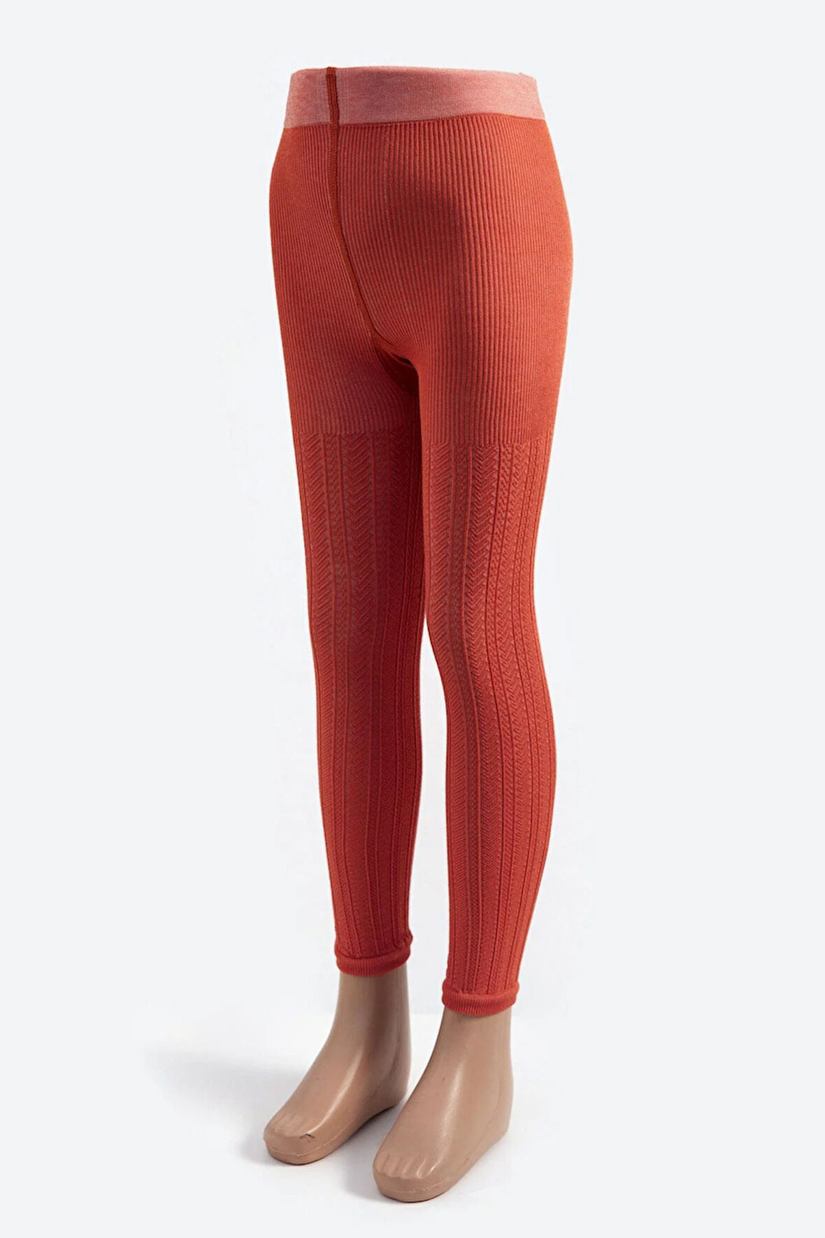 Desenli Viskon Çocuk Tayt Turuncu