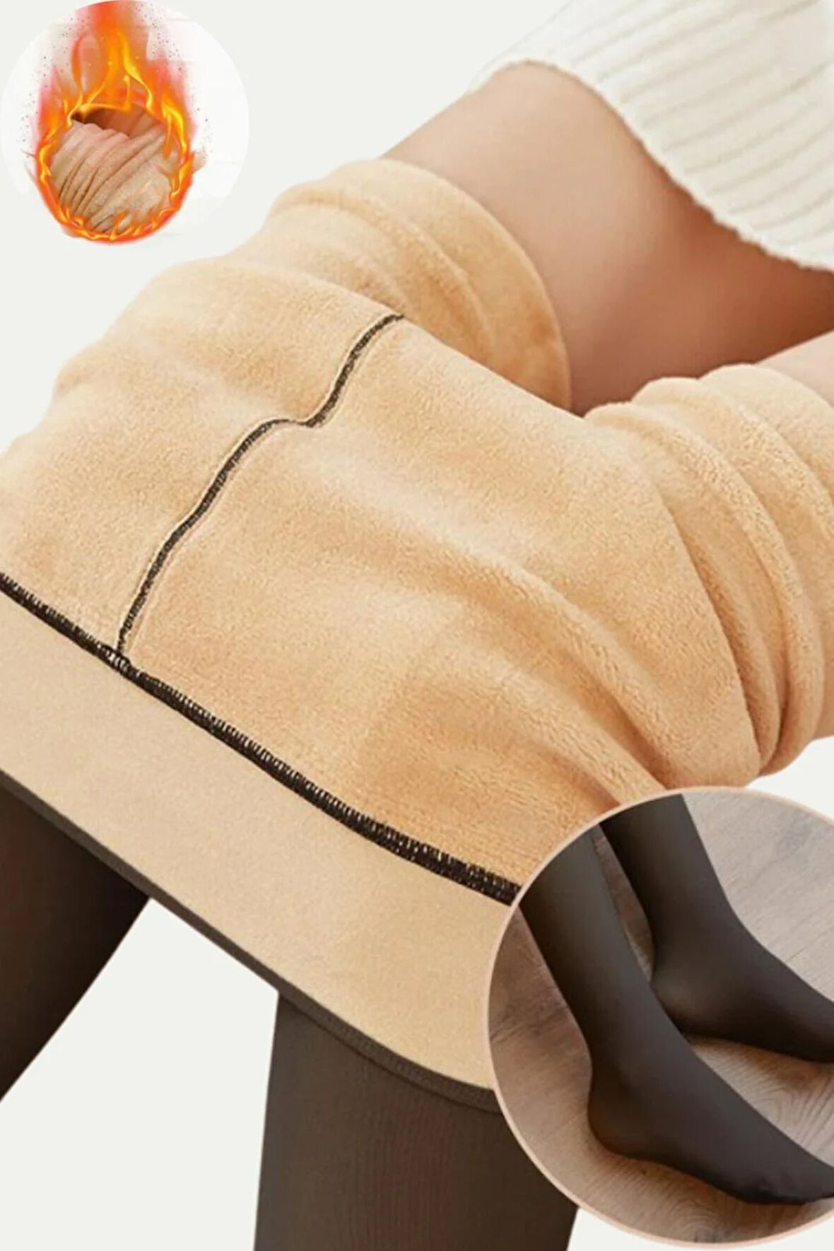 Kadın Termal İçi Ten Polar Külotlu Çorap Siyah