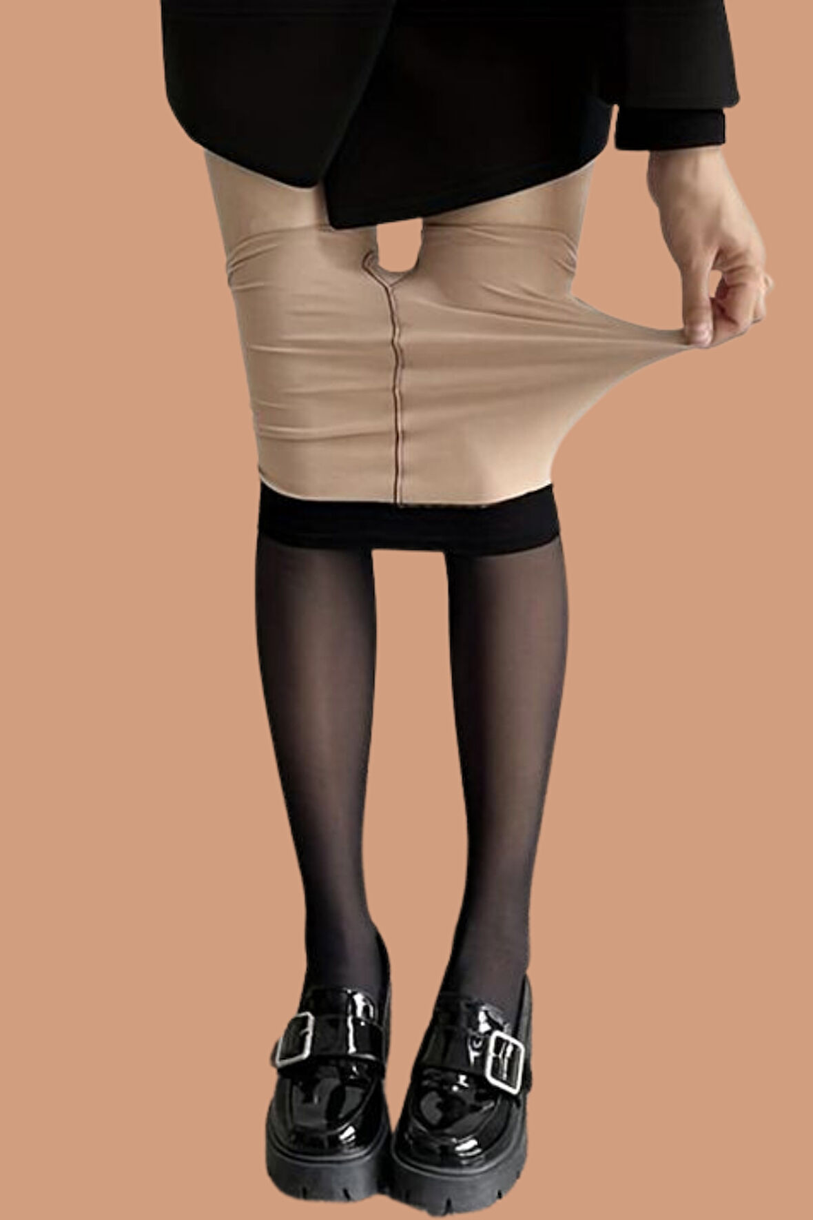 Kadın Termal İçi Ten Görünümlü Külotlu Çorap Siyah