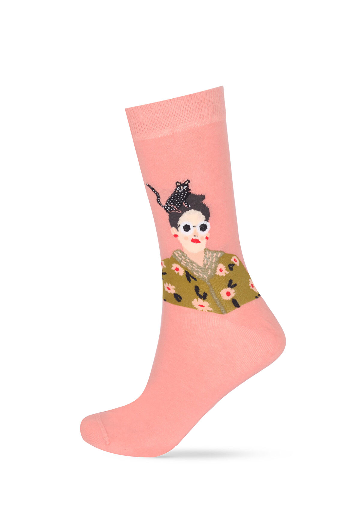 Kız Figürlü Kadın Soket Çorap Pembe