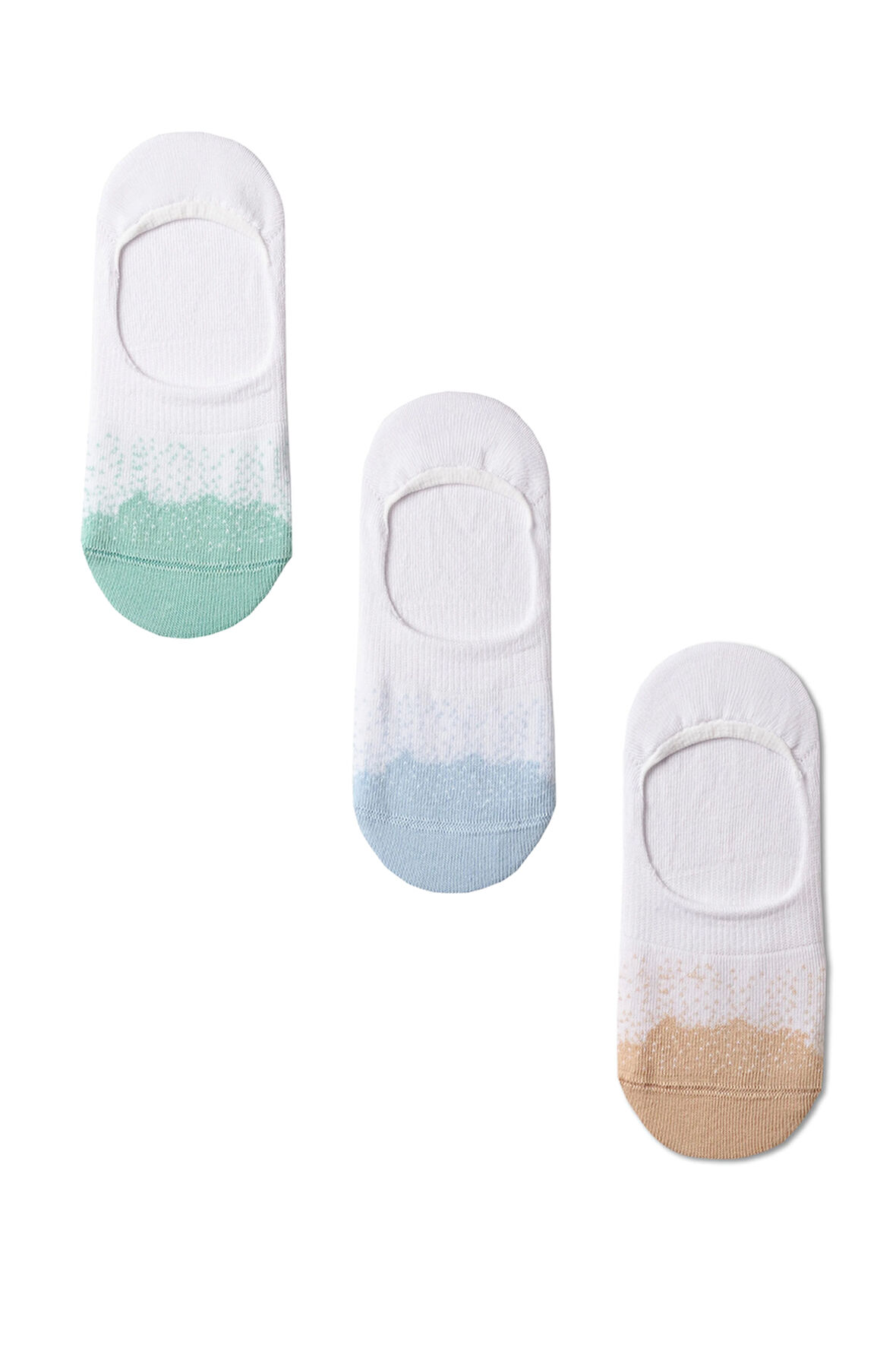 3'lü Paket Kadın Önü Renkli Nokta Detaylı Babet Çorap