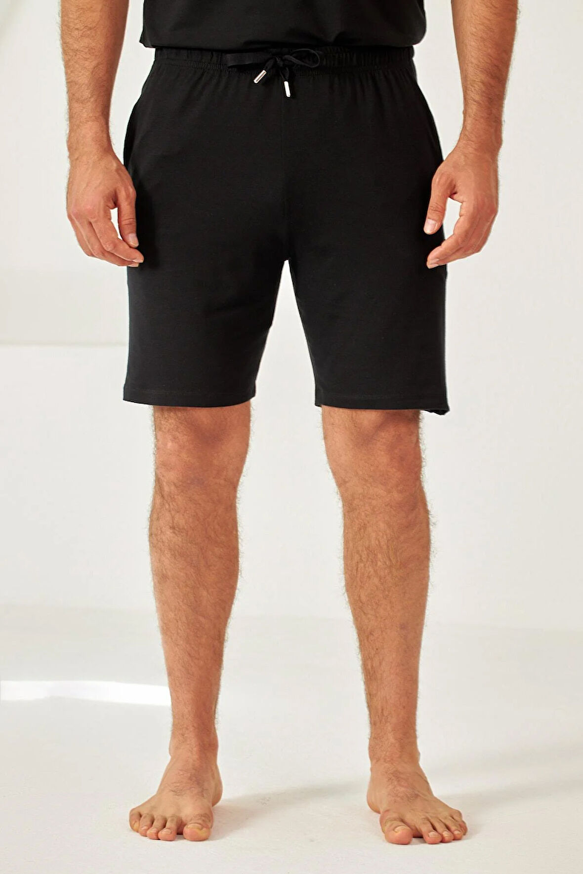 Erkek Siyah Renkli Beli Bağlamalı Şort