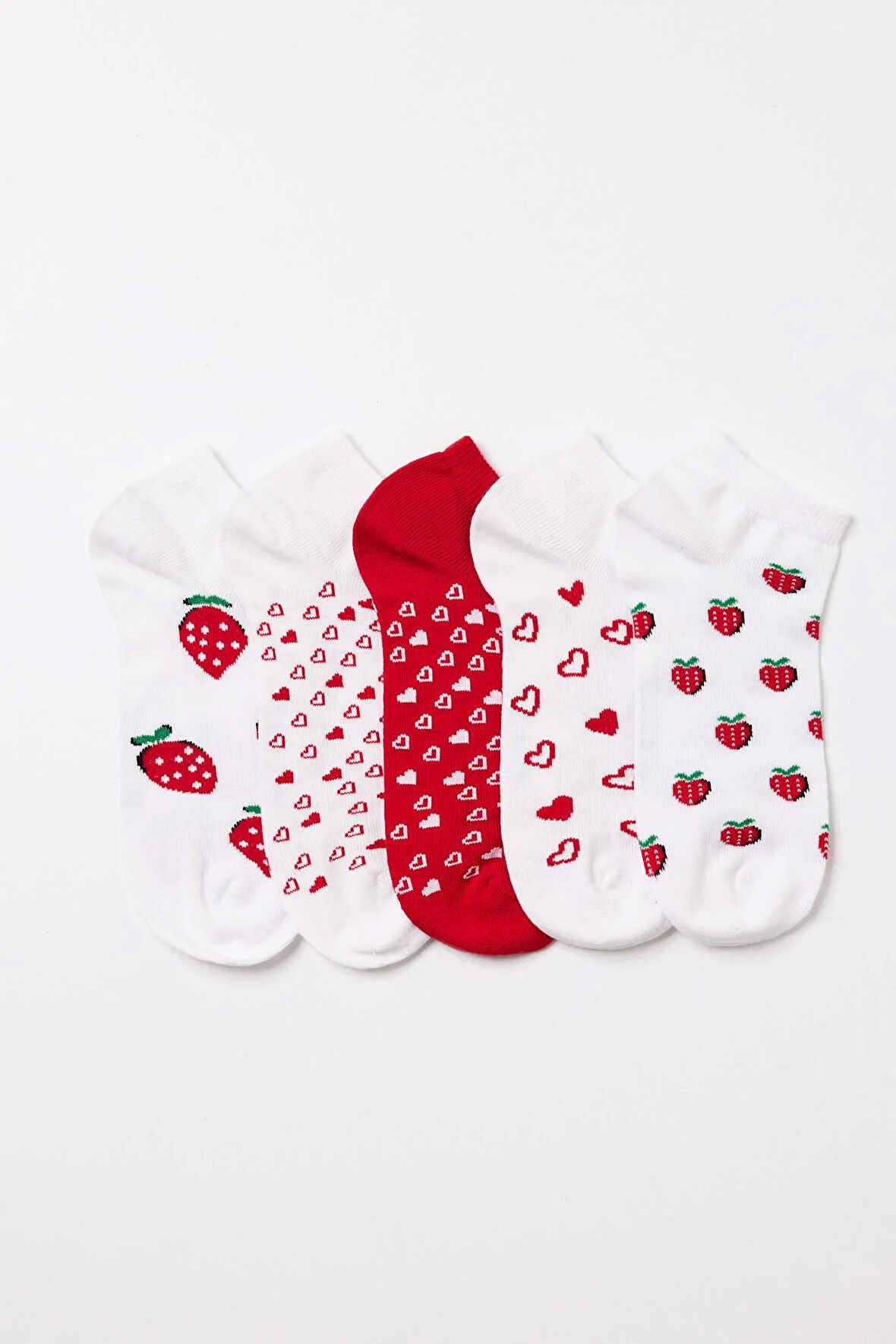 Kız Çocuk Çilek Desenli 5'li Patik Çorap