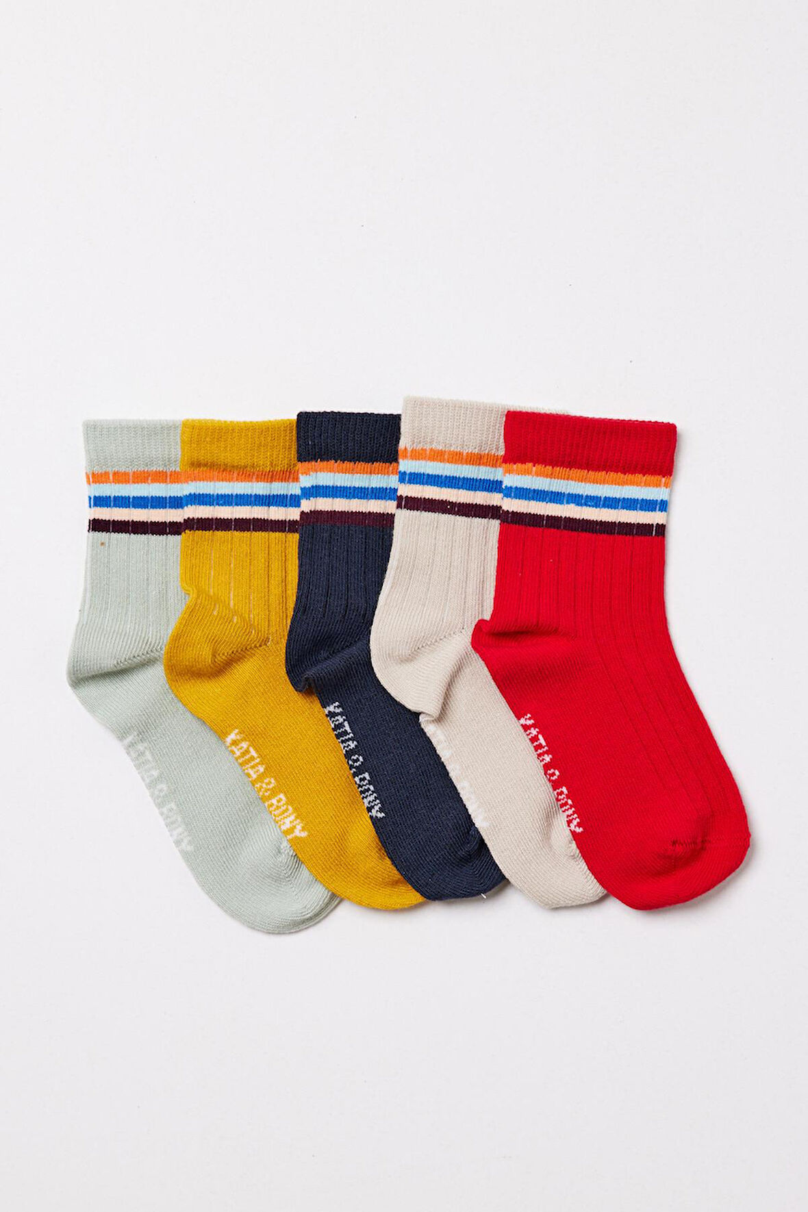 Bebek Şeritli 5'li Paket Soket Çorap Çok Renkli