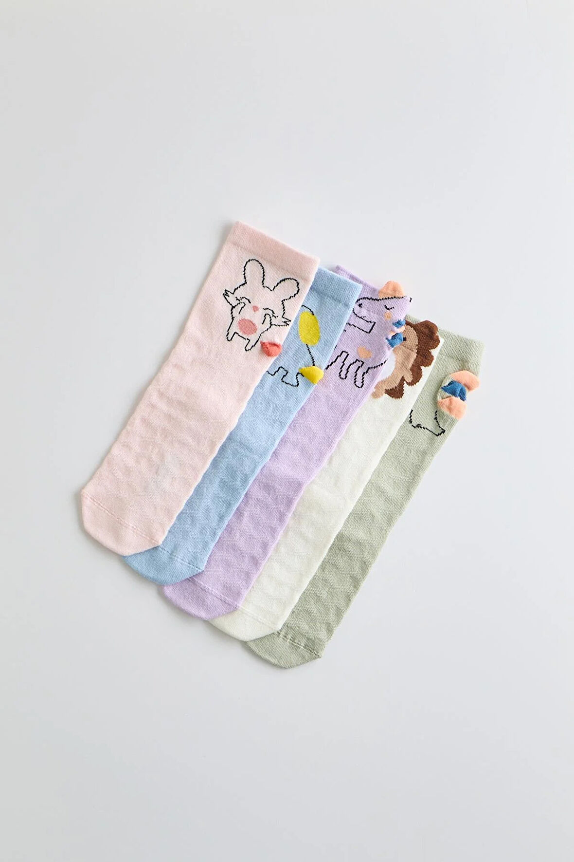 Çocuk 5 li Paket Hayvan Desenli Soket Çorap Çok Renkli