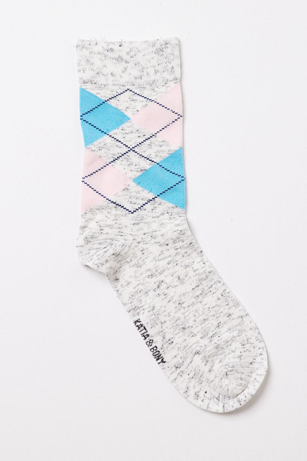 Çocuk Ekose Desenli Soket Çorap Gri