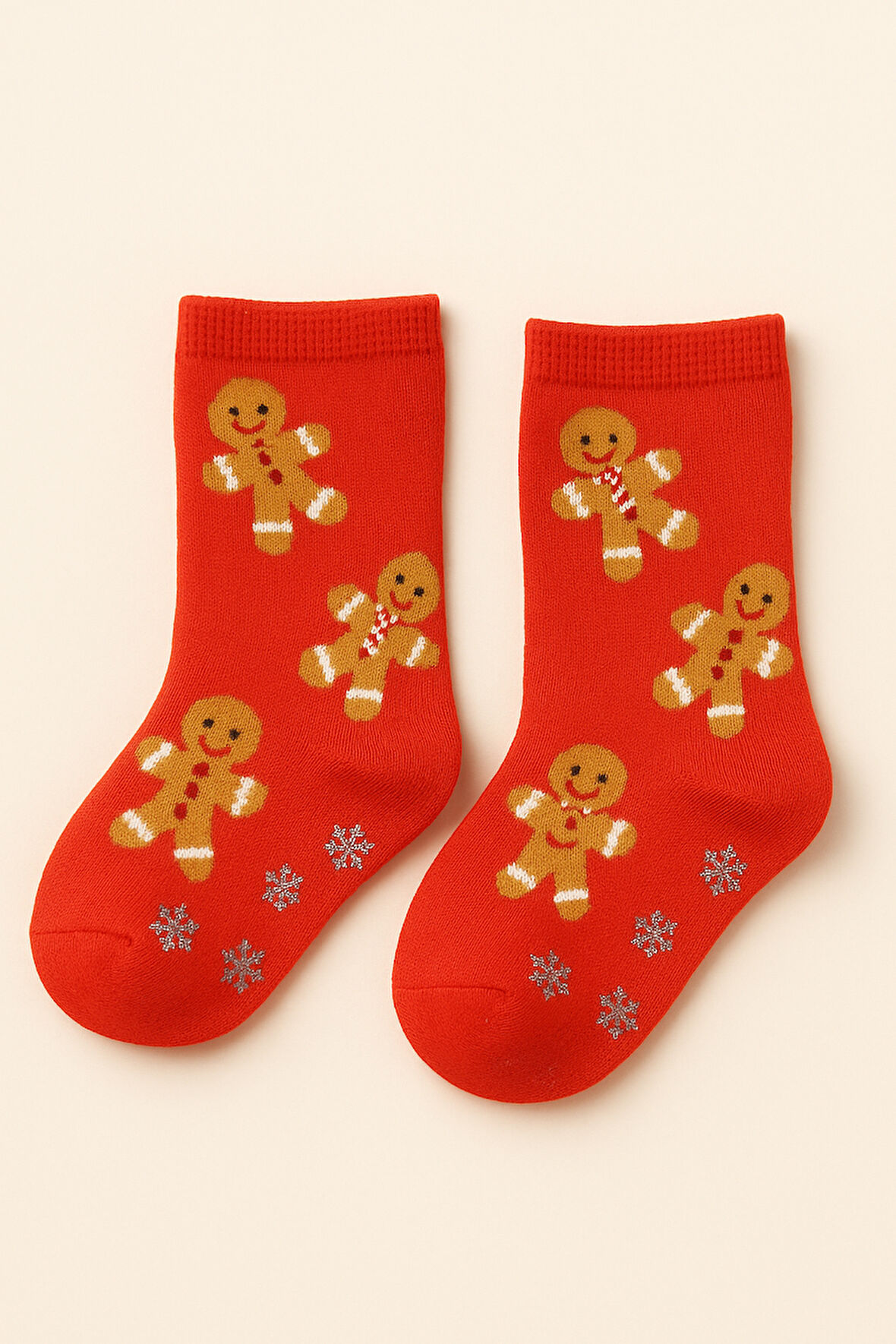 Çocuk Ginger BreadMan Desenli Yılbaşı Soket Çorap Turuncu