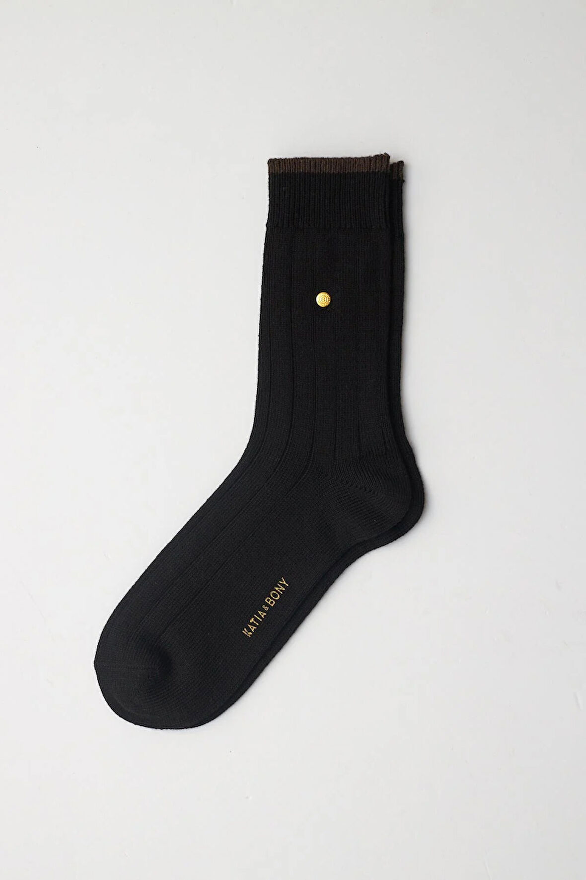 Erkek Zımbalı Ekose Soket Çorap Siyah-Kahverengi