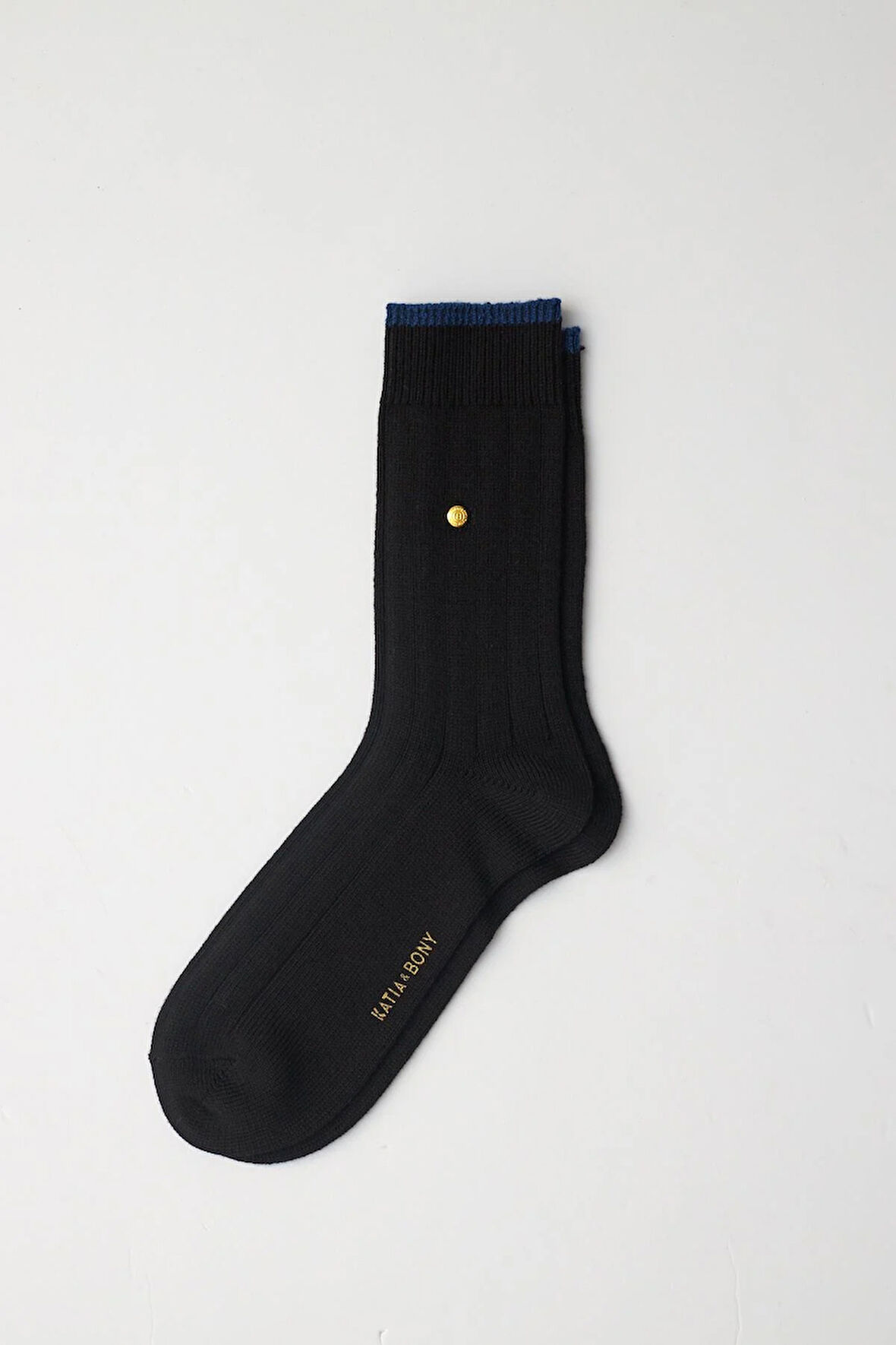 Erkek Zımbalı Ekose Soket Çorap Siyah-Lacivert