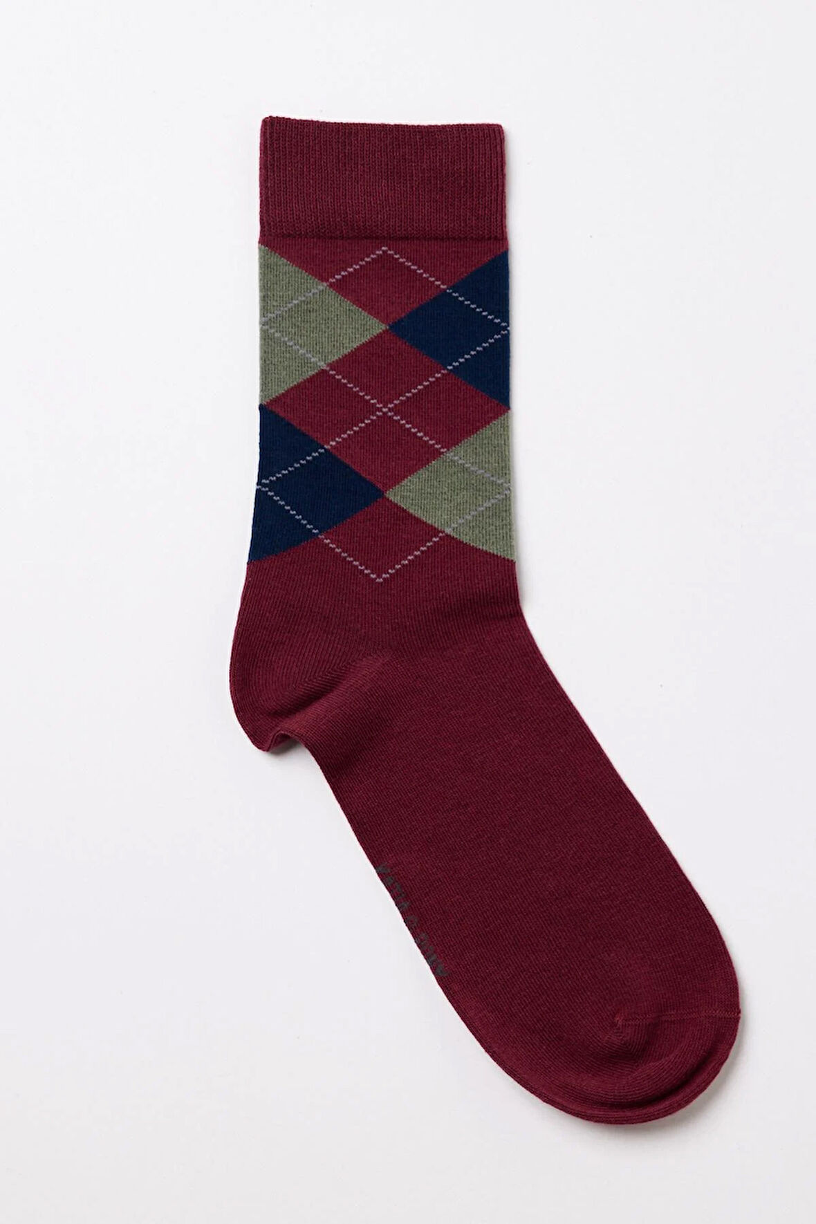 Erkek Ekose Desenli Soket Çorap Bordo