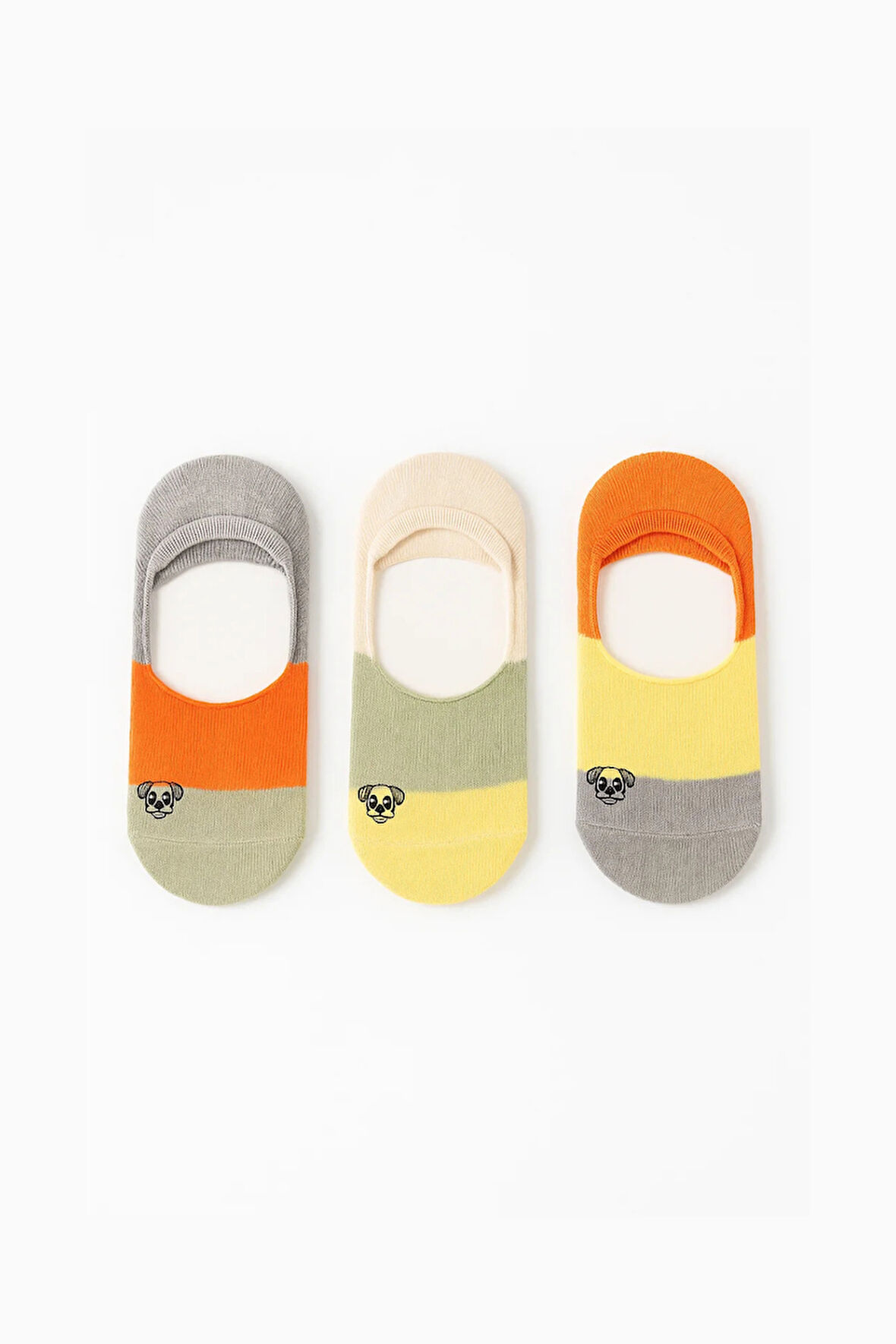 Çocuk Köpek Desenli 3'lü Görünmez Babet Çorap