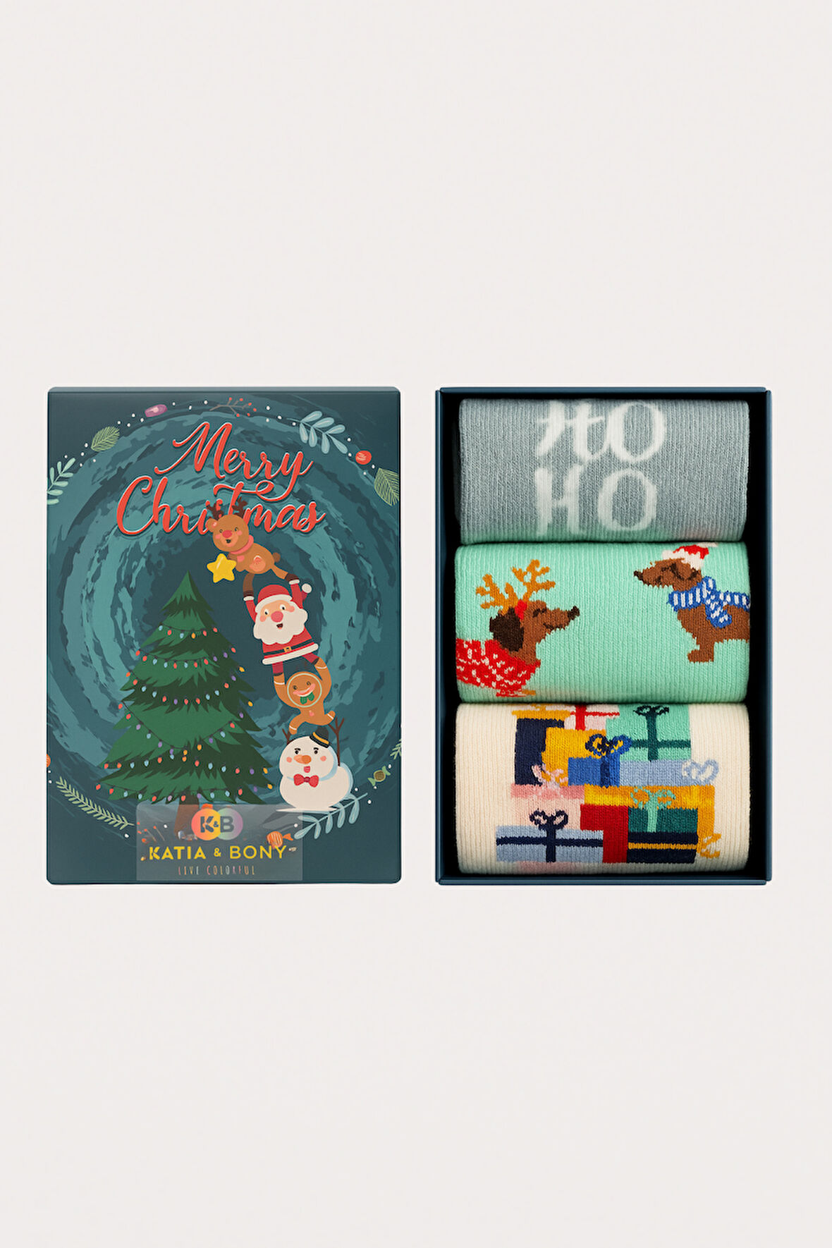 Çocuk 3'lü Yılbaşı Temalı Kutulu Soket Çorap