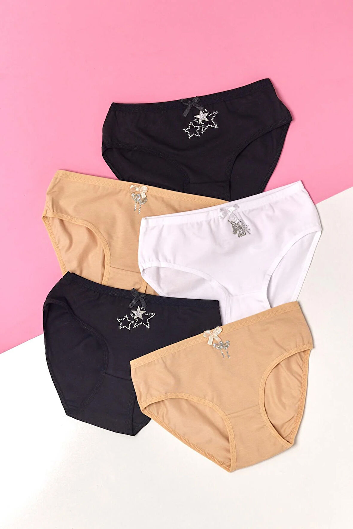 Kız Çocuk 5'li Paket Çok Renkli Slip Külot