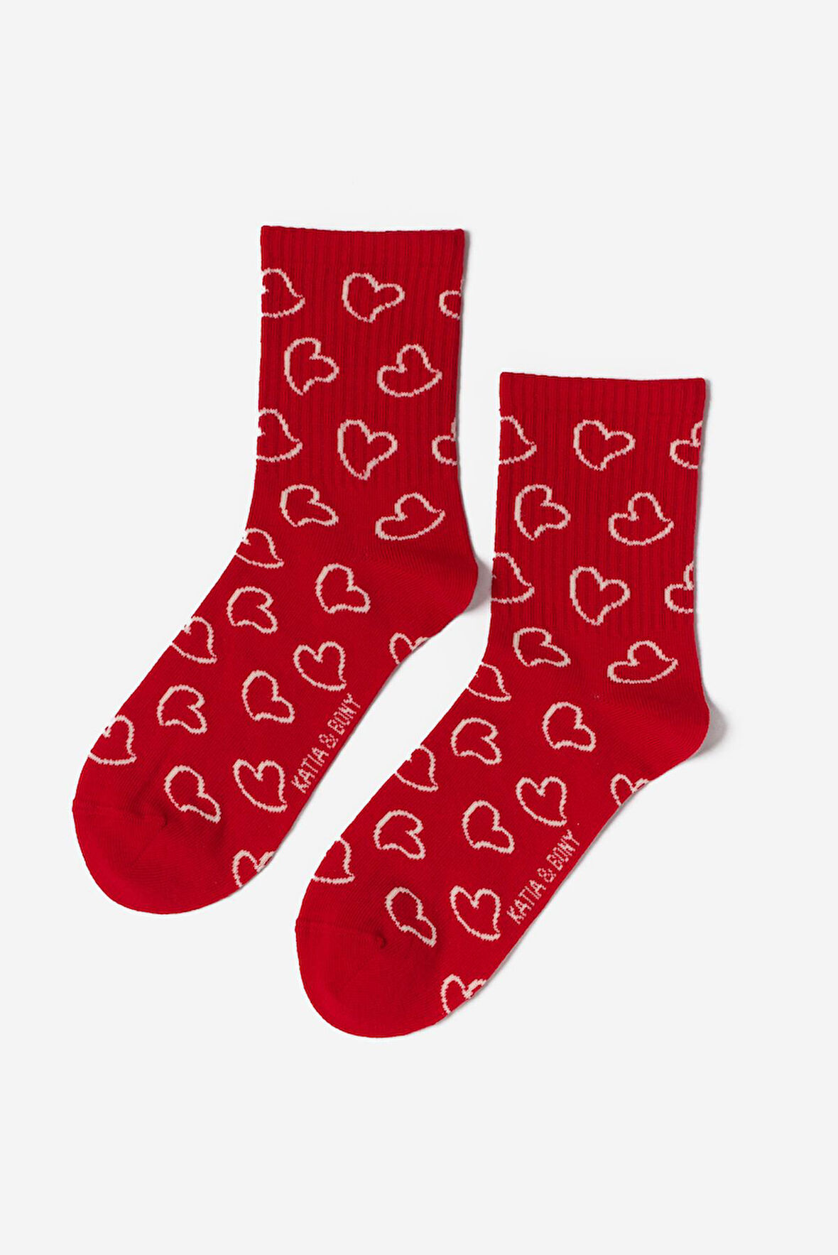 Kadın Kalpli Soket Çorap Kırmızı