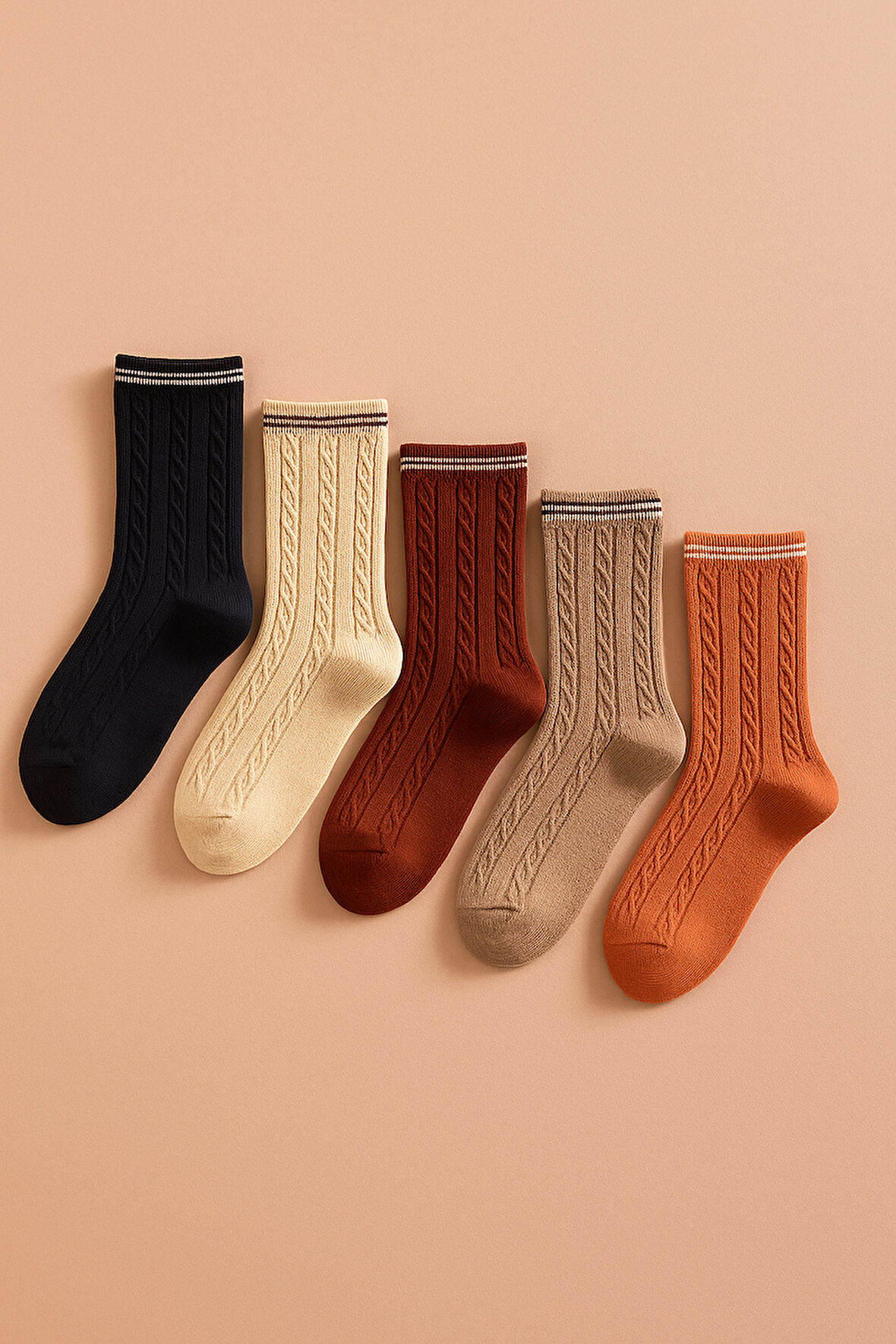 Kadın 5'li Paket Soket Çorap Lacivert Karışık