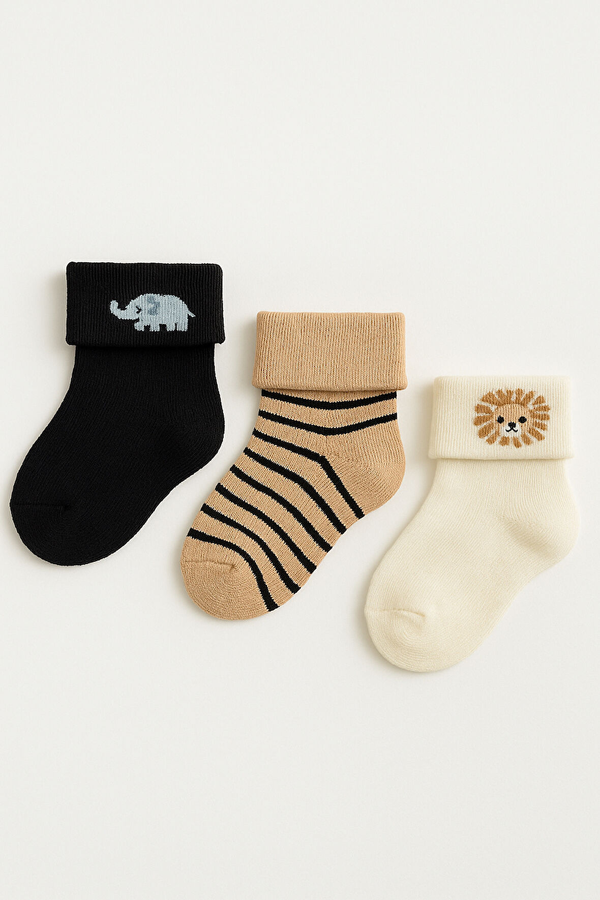 Bebek Sevimli Hayvan Desenli 3'lü Havlu Soket Çorap