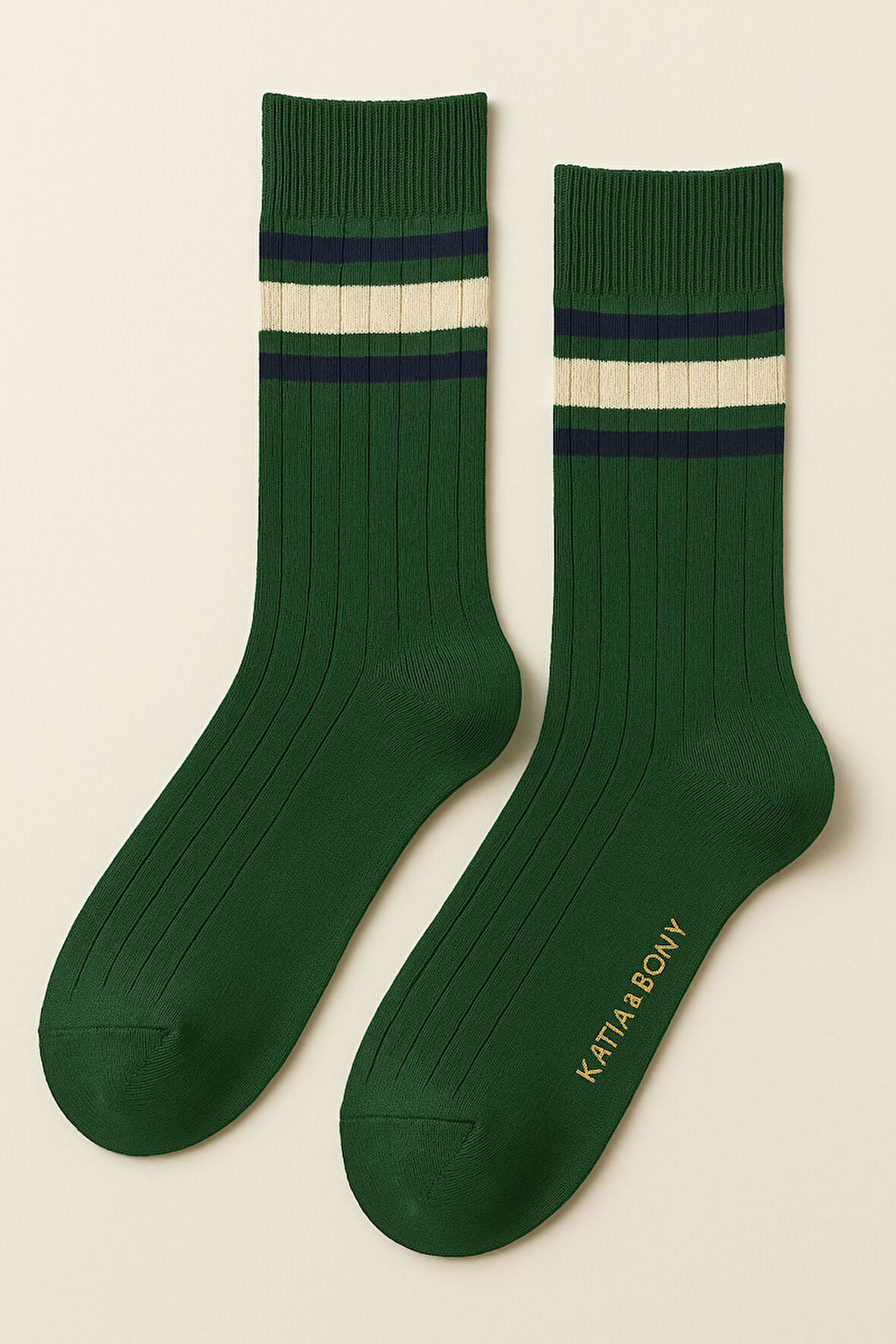 Erkek Çizgili Nakışlı Soket Çorap Yeşil