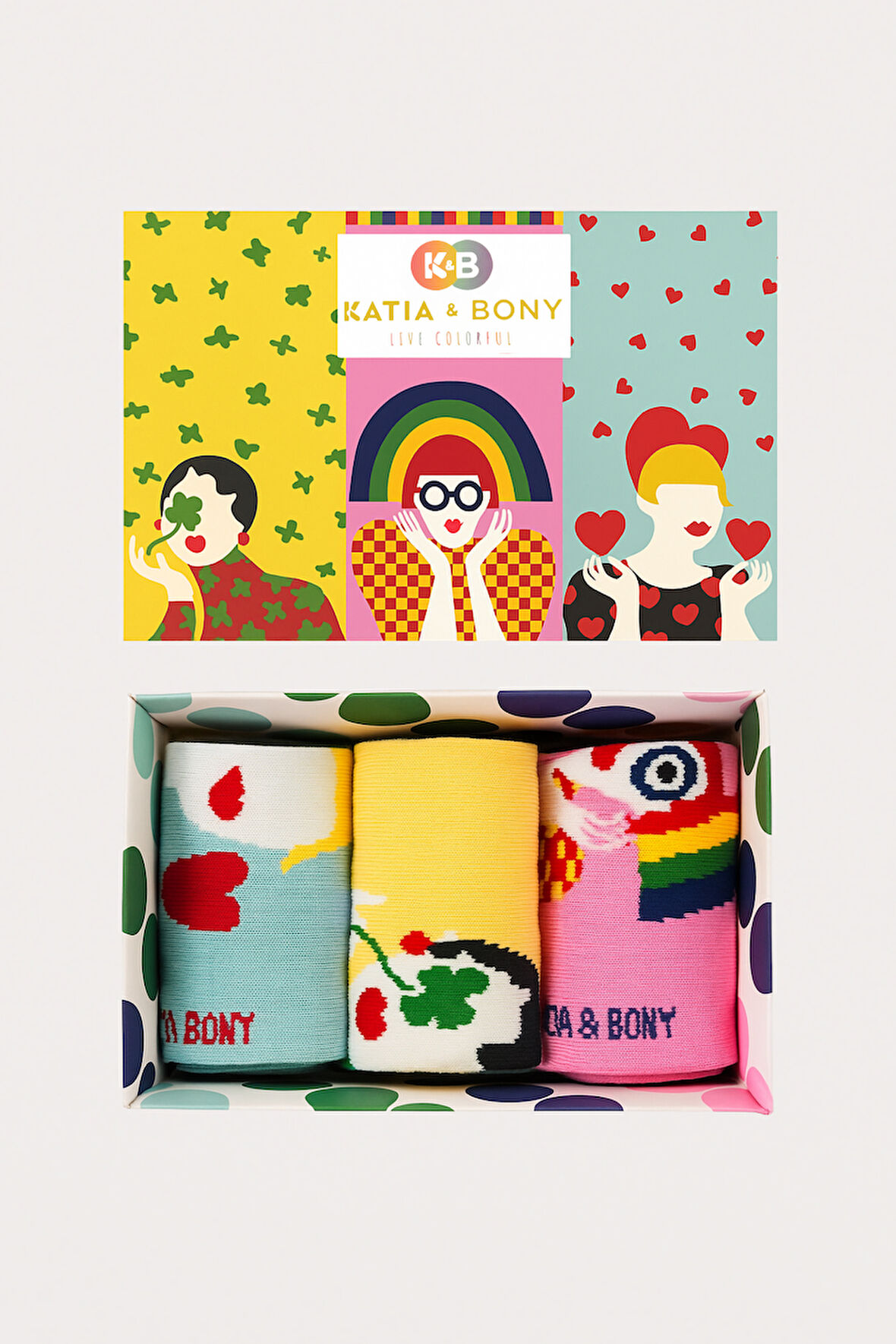 Kadın Yüz Figürlü 3'lü Kutulu Soket Çorap