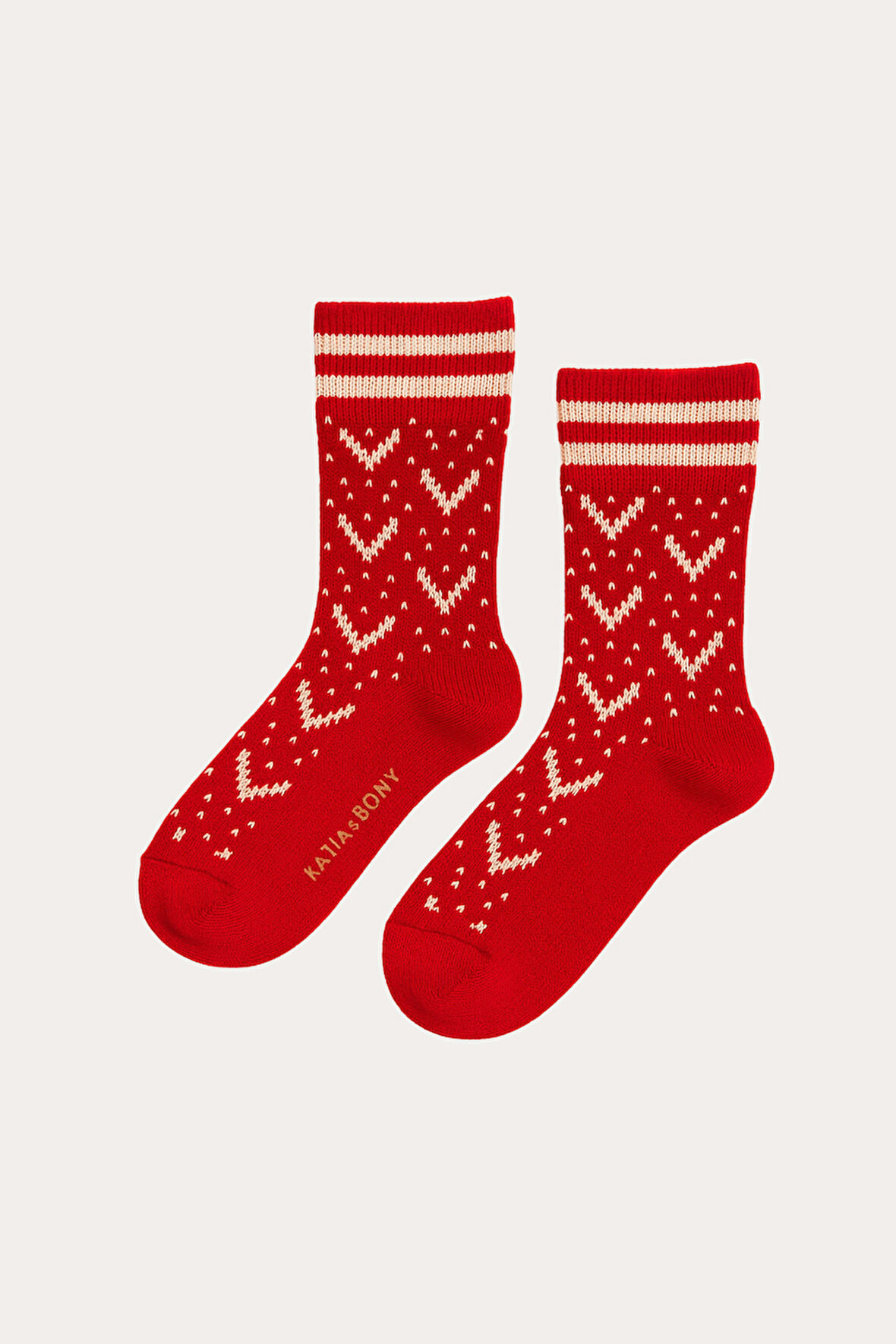 Kadın Desenli Soket Çorap Kırmızı