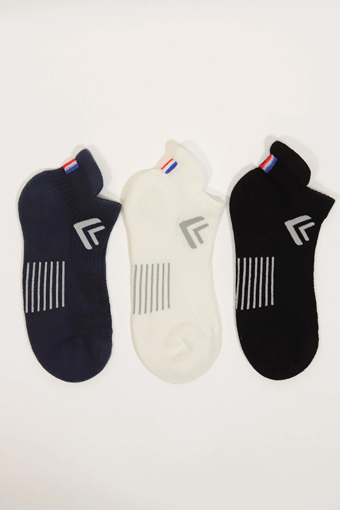 3'lü Paket Golf Unisex Step Çorap Siyah/Beyaz/Lacivert