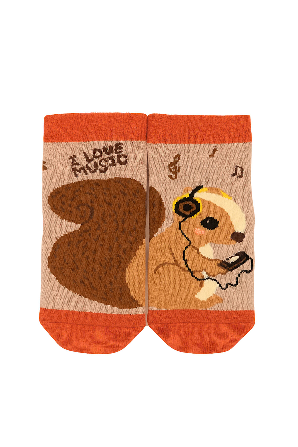 Bebek Sincap Desenli İçi Havlu Soket Çorap