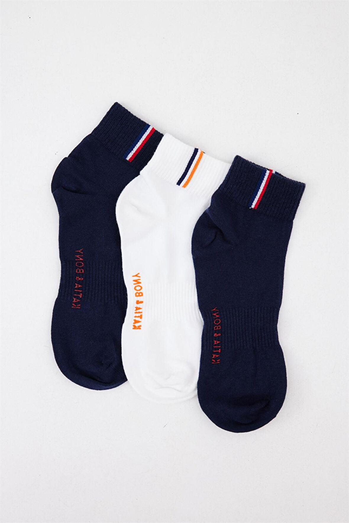 3'lü Paket Golf Unisex Step Çorap Lacivert/Lacivert/Beyaz