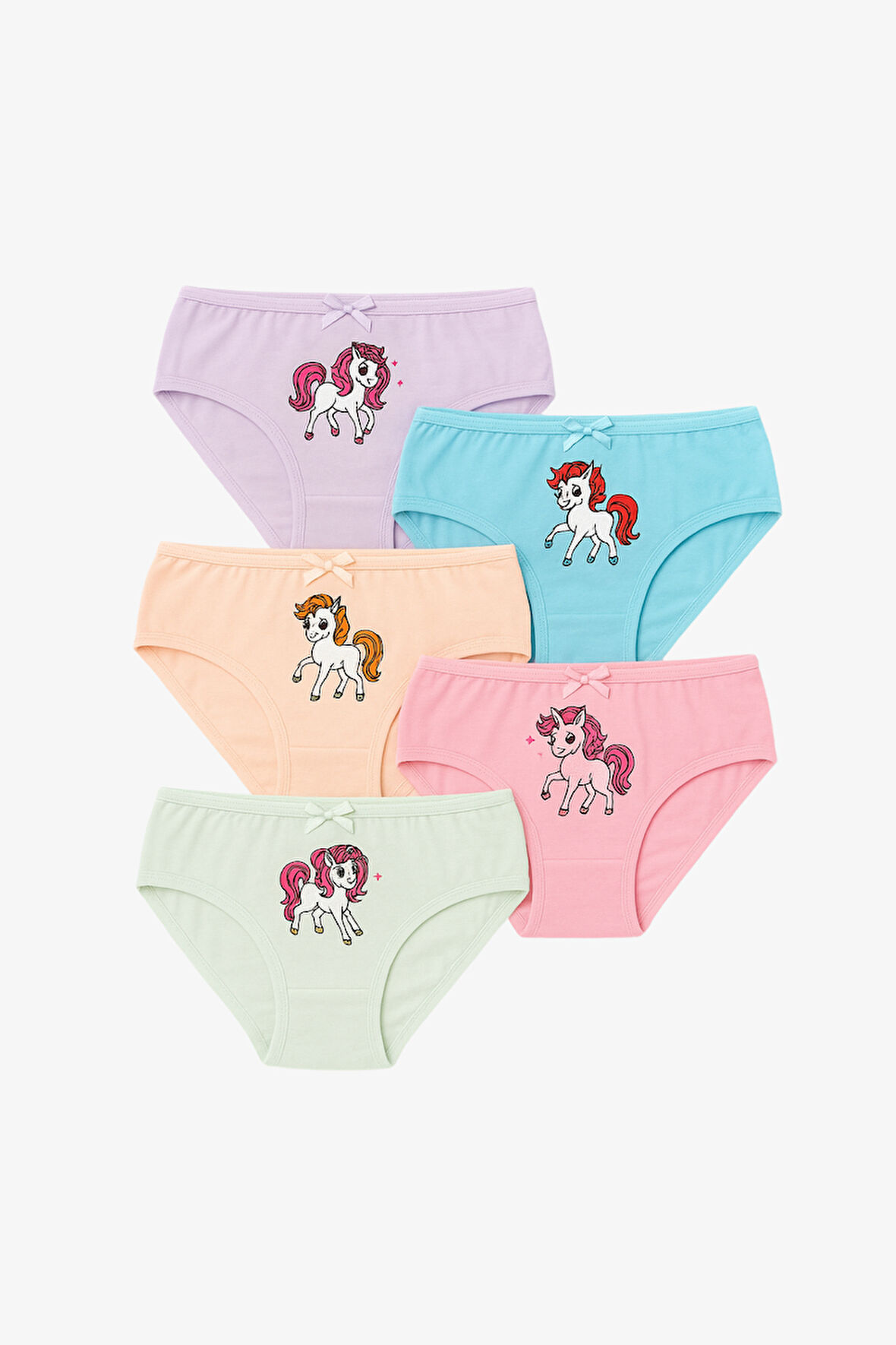 Kız Çocuk 5'li Unicorn Desenli Külot Çok Renkli