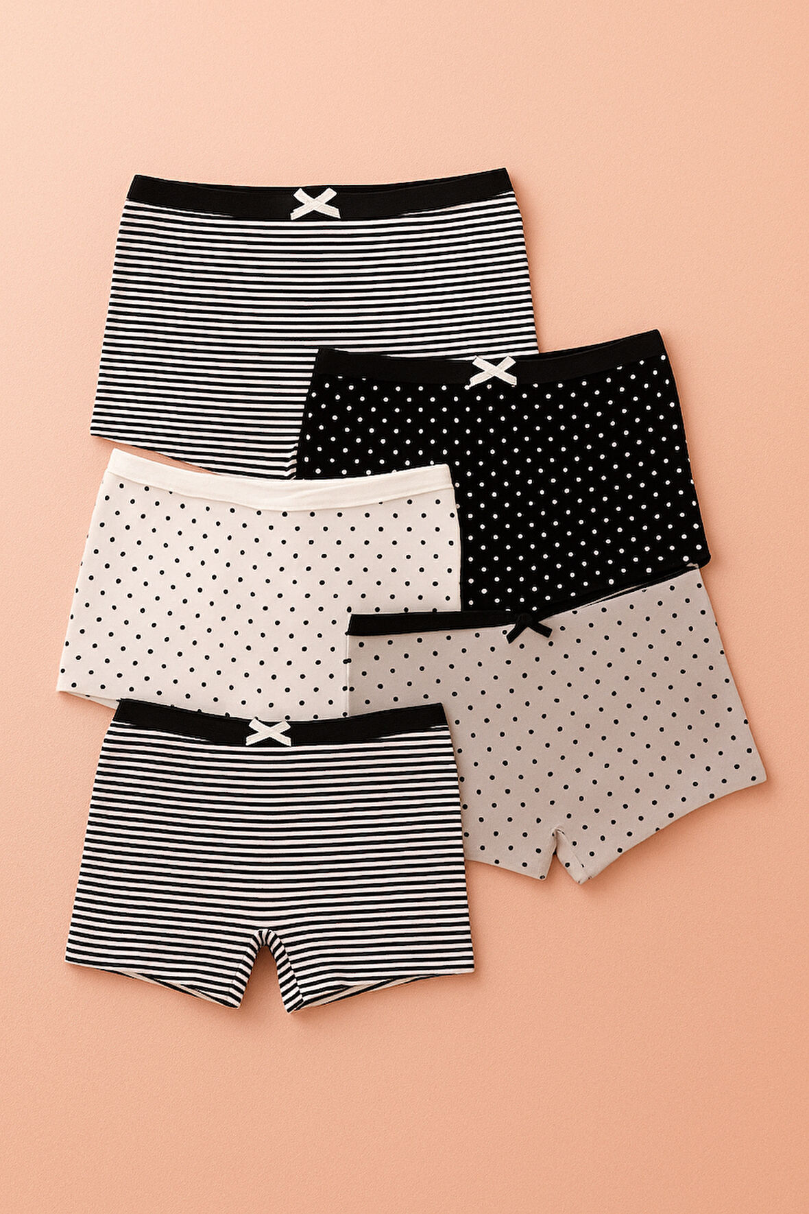 Kız Çocuk 5'li Yıldızlı Boxer Çok Renkli